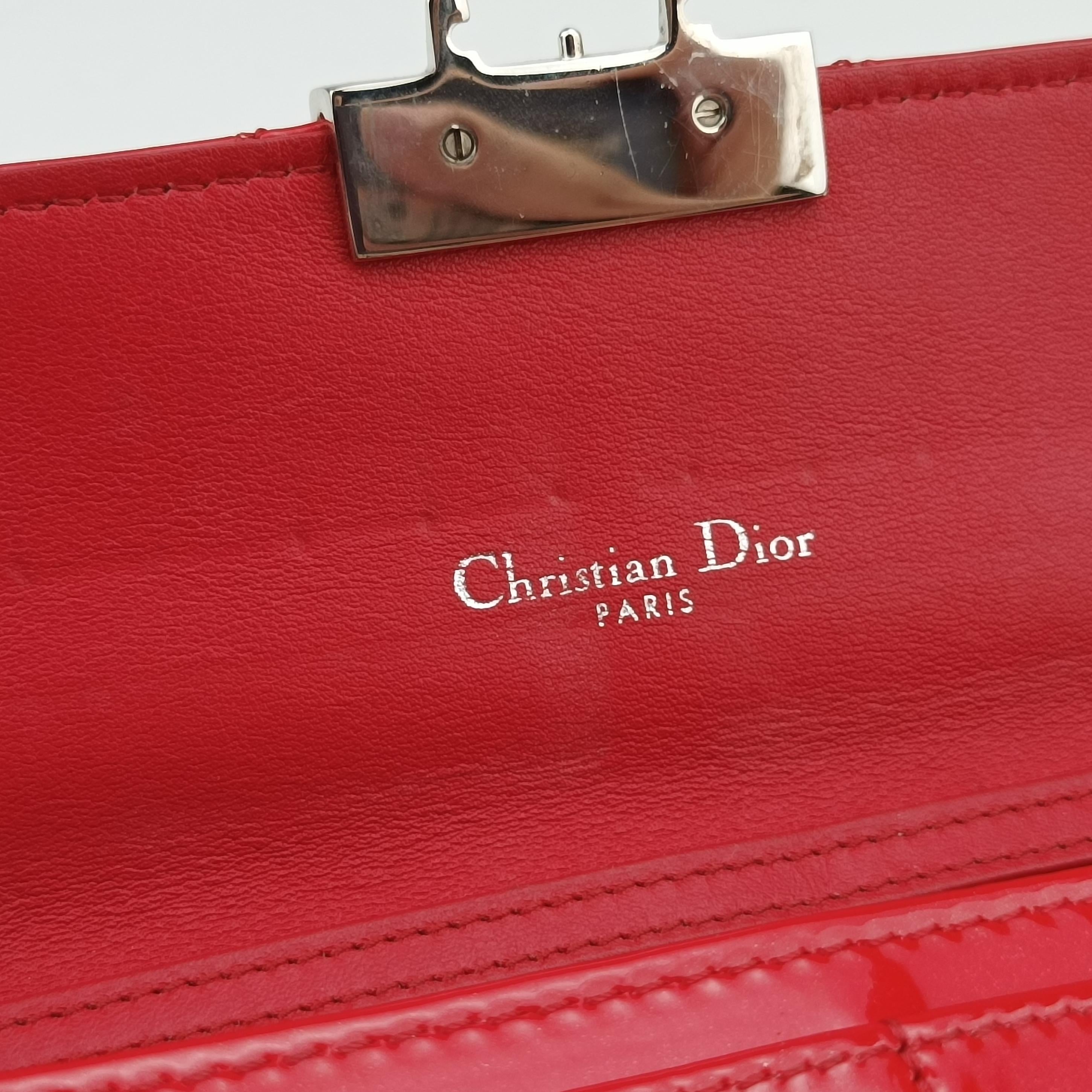 Vintage Christian Dior Cannage New Lock Red Patent  handbag | stylenewstar