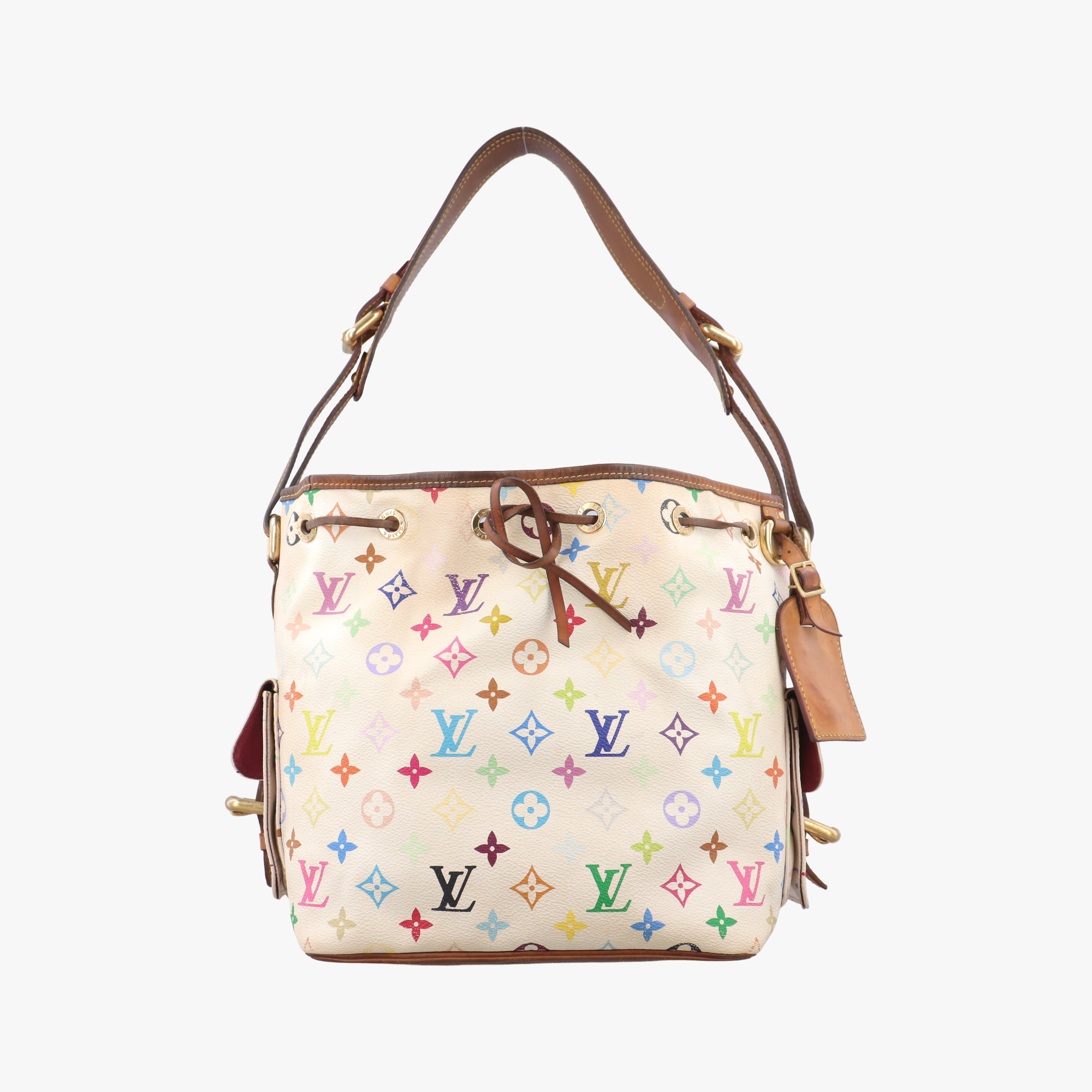 Pre-owned Louis Vuitton Petit Noe White Monogram Multicolor M42229 shoulderbag | stylenewstar