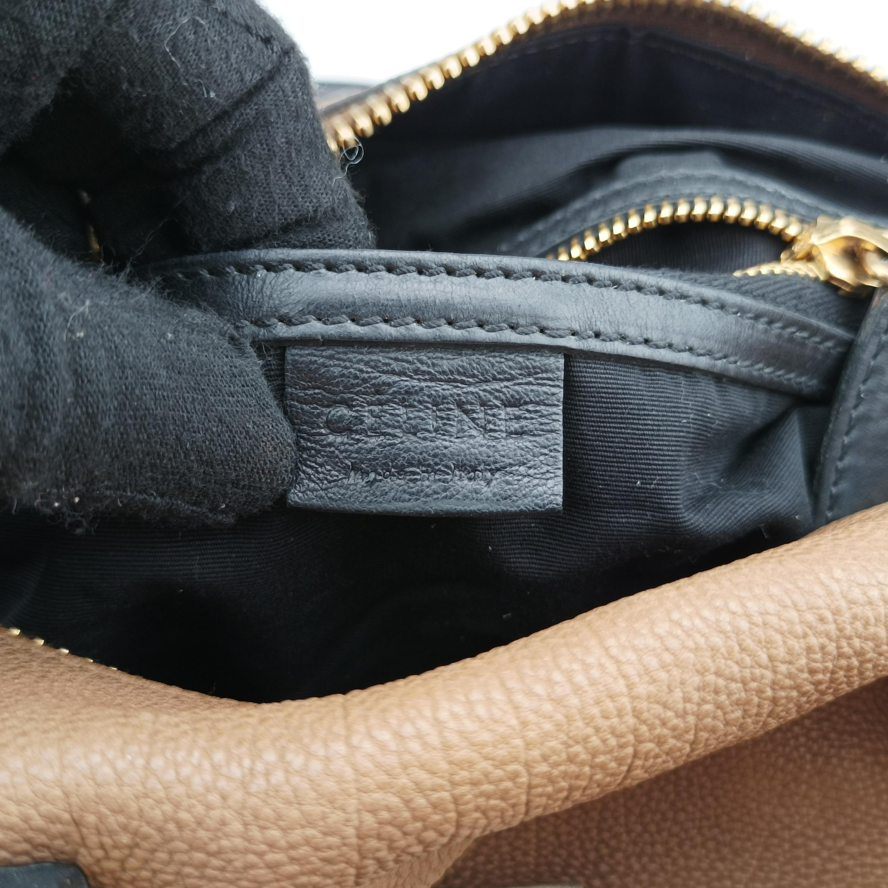 Pre-owned Celine Boston Racer Bowling Black x Brown leather  handbag | stylenewstar