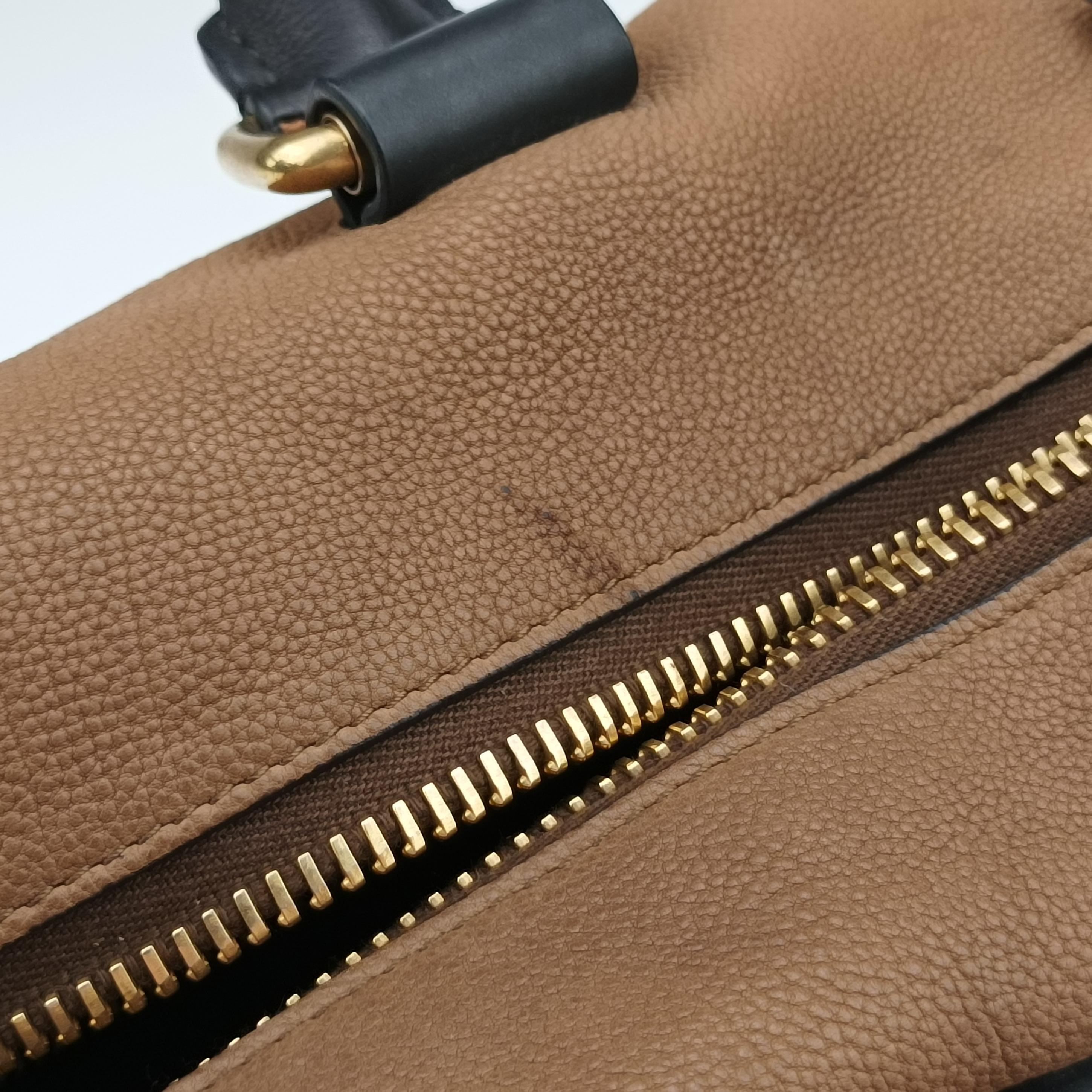 Pre-owned Celine Boston Racer Bowling Black x Brown leather  handbag | stylenewstar