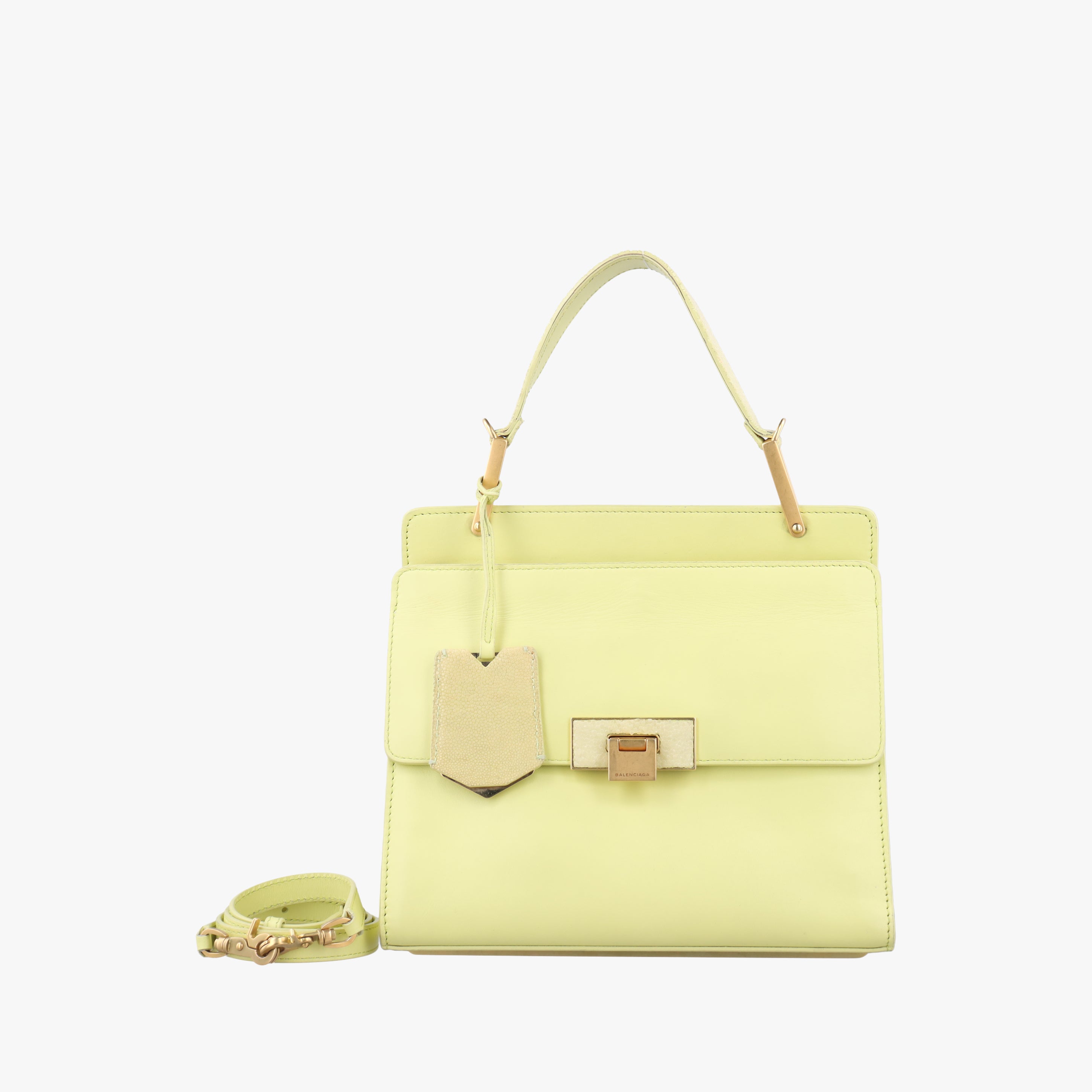Pre-owned Balenciaga Le Dix Cartable Yellow Leather  shoulderbag | stylenewstar