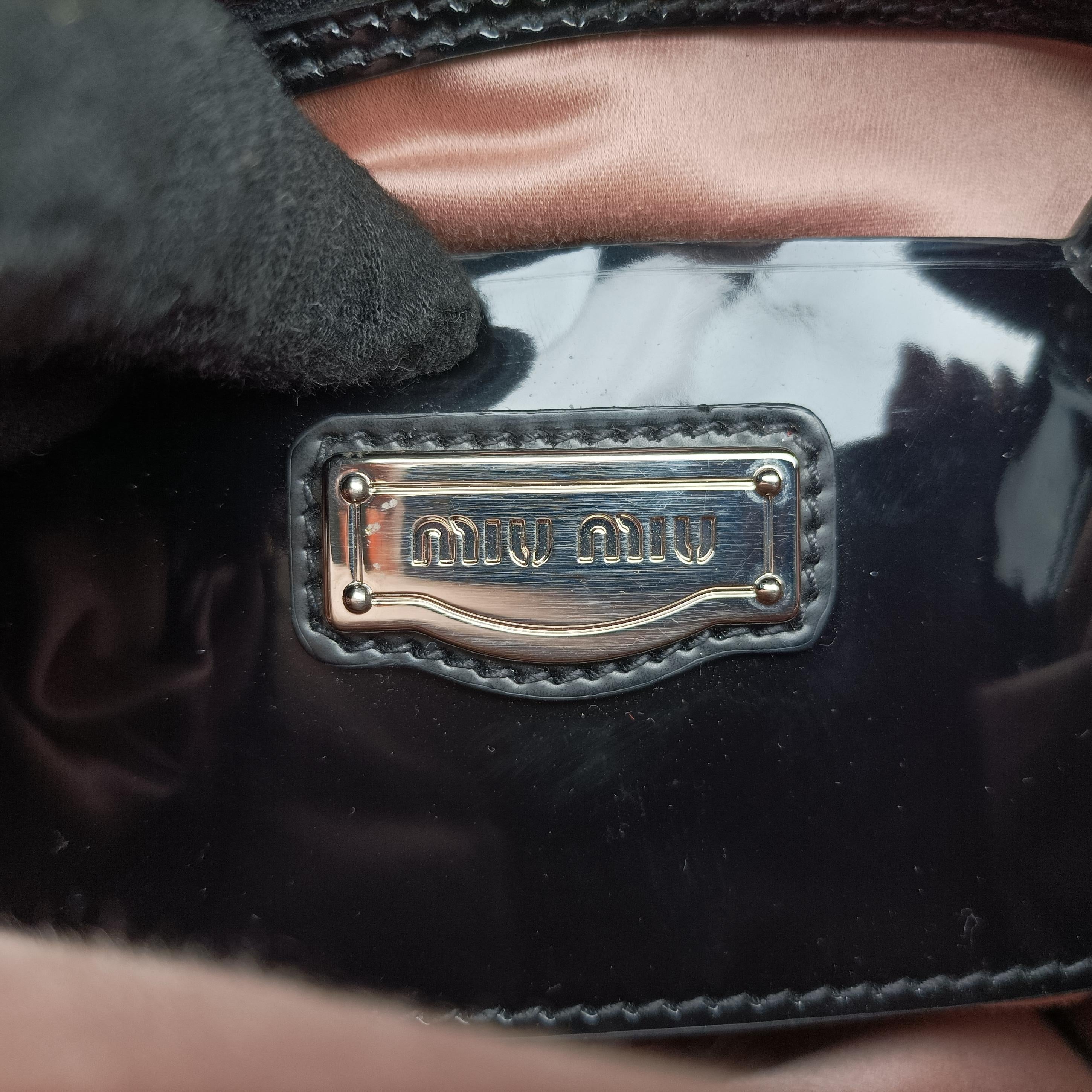 Vintage Miu Miu Double Zip Bowling Black patent  handbag | stylenewstar