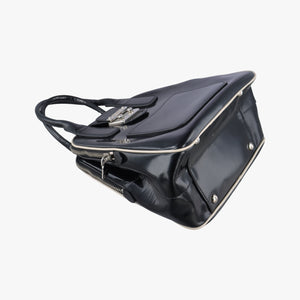 Vintage Miu Miu Double Zip Bowling Black patent  handbag | stylenewstar