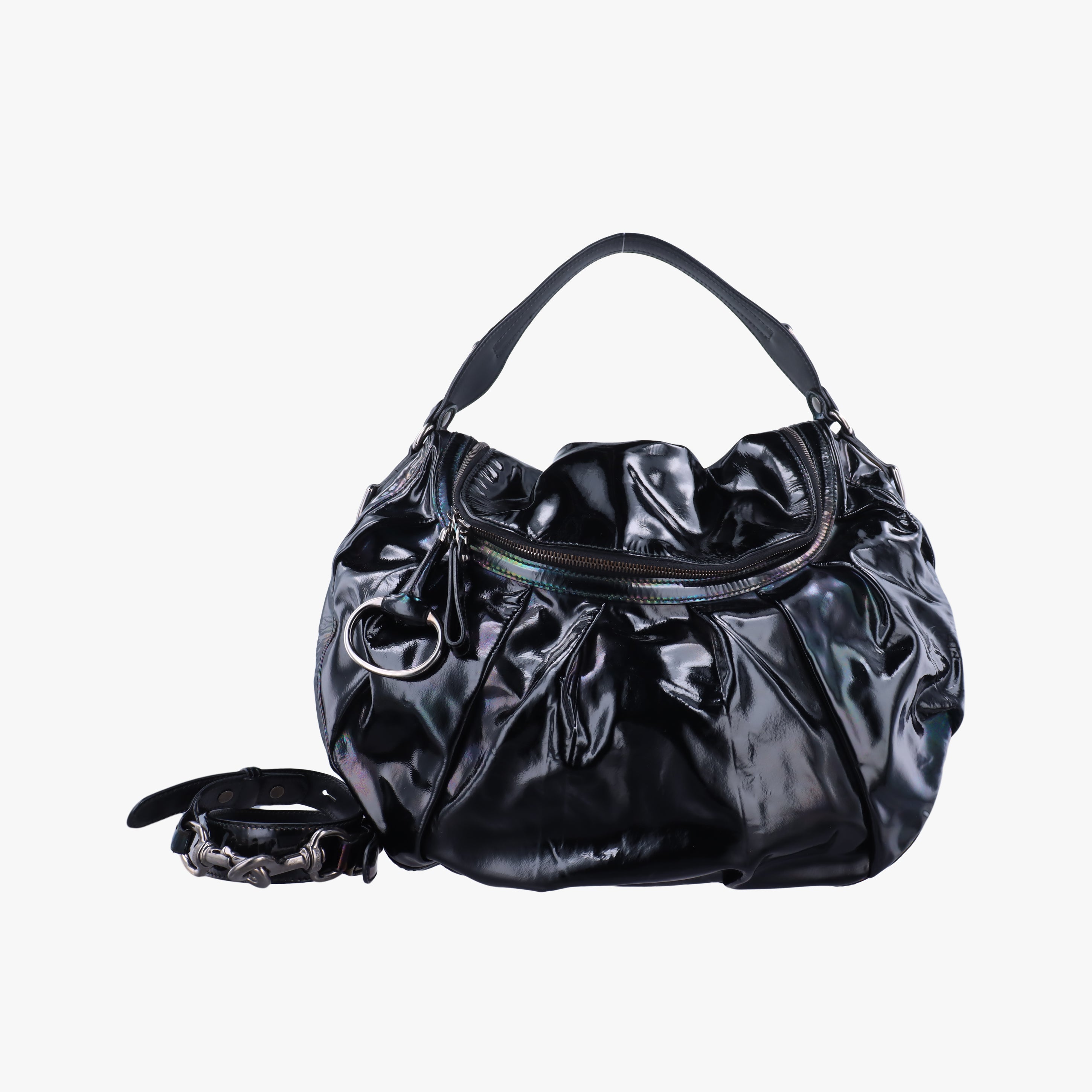 Pre-owned Gucci Icon Bit Black Patent 228584 shoulderbag | stylenewstar