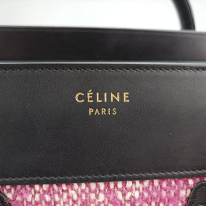 Pre-owned Celine Luggage Mini Shopper Pink x Black fabric×Leather  handbag | stylenewstar