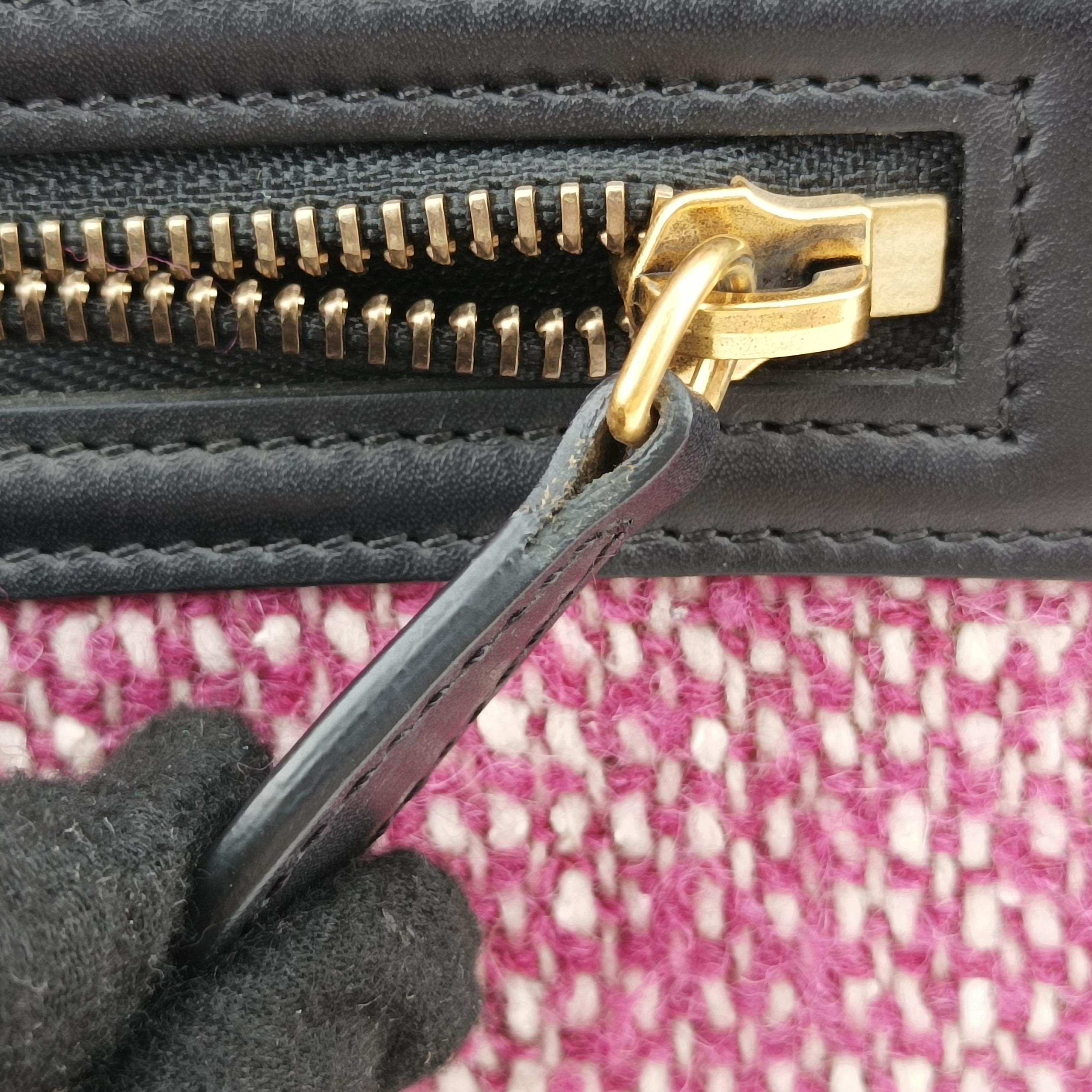 Pre-owned Celine Luggage Mini Shopper Pink x Black fabric×Leather  handbag | stylenewstar