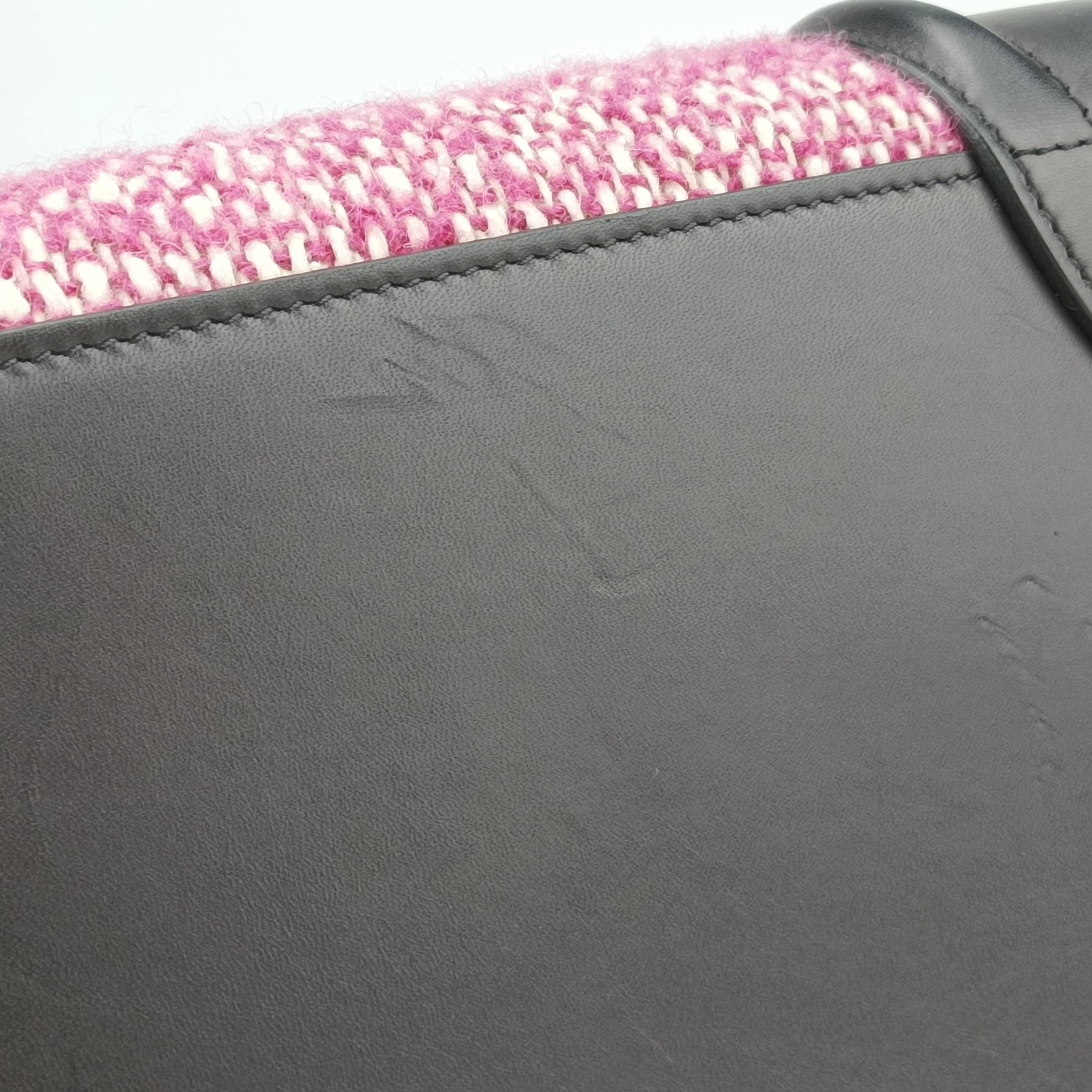 Pre-owned Celine Luggage Mini Shopper Pink x Black fabric×Leather  handbag | stylenewstar