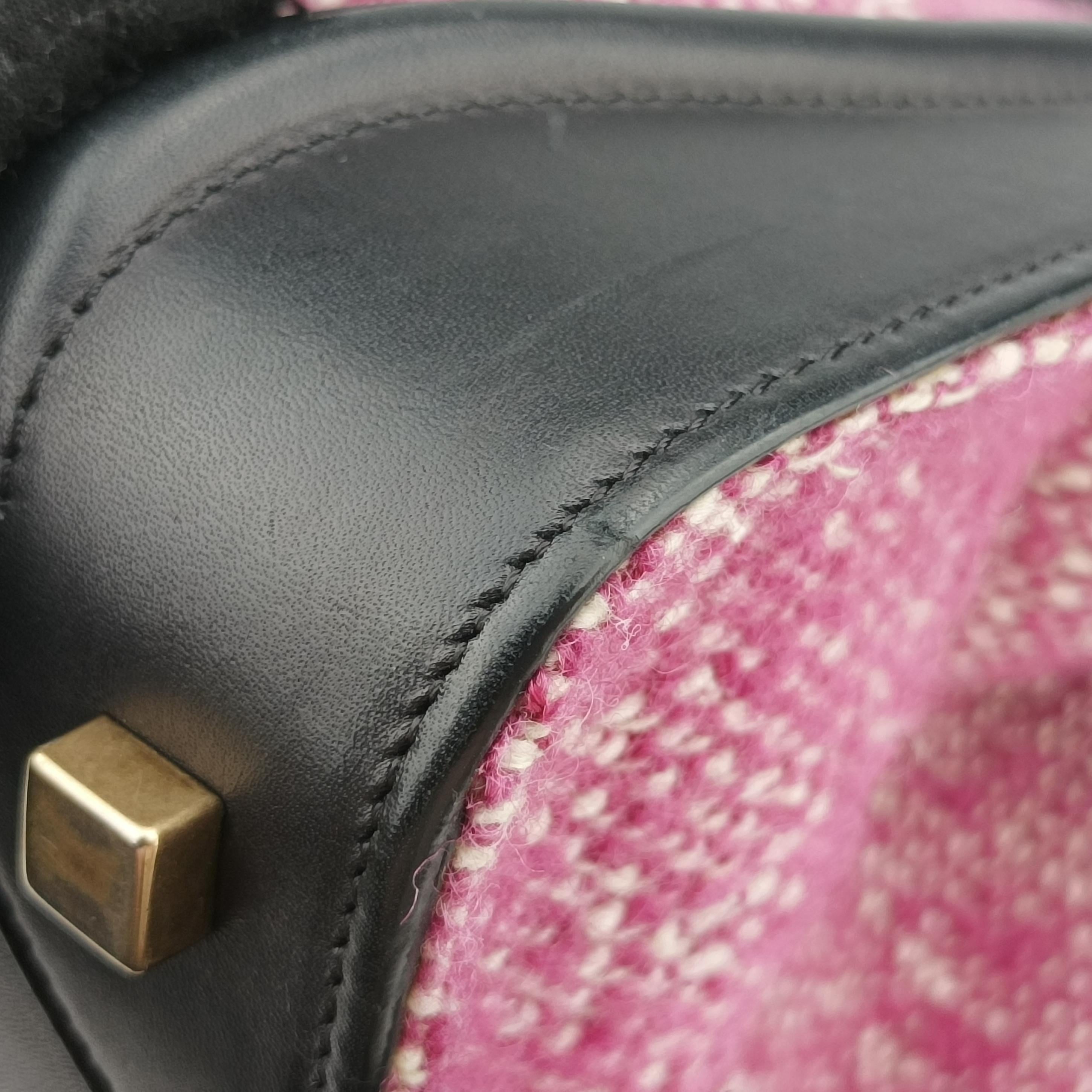 Pre-owned Celine Luggage Mini Shopper Pink x Black fabric×Leather  handbag | stylenewstar