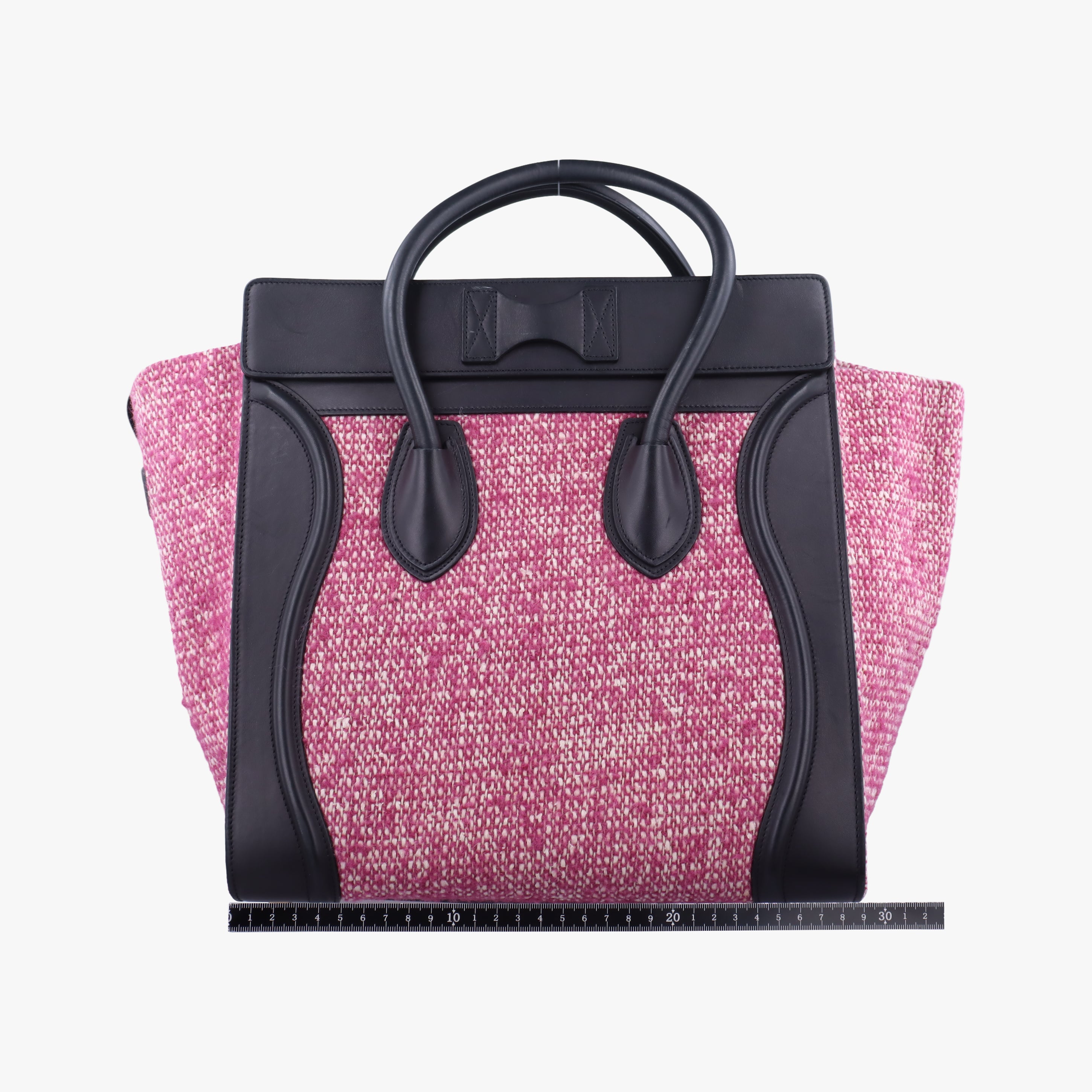 Pre-owned Celine Luggage Mini Shopper Pink x Black fabric×Leather  handbag | stylenewstar