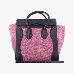 Pre-owned Celine Luggage Mini Shopper Pink x Black fabric×Leather  handbag | stylenewstar