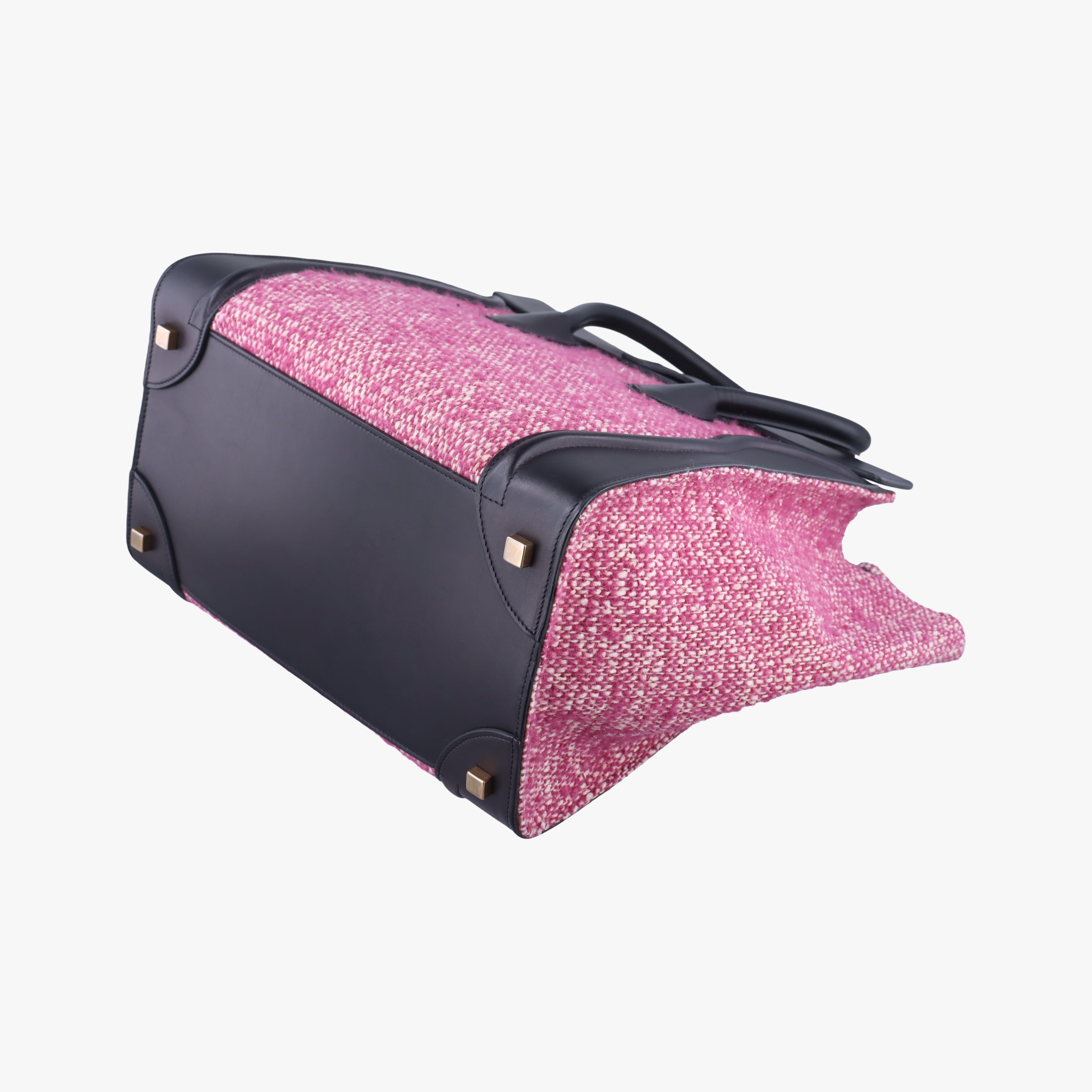 Pre-owned Celine Luggage Mini Shopper Pink x Black fabric×Leather  handbag | stylenewstar