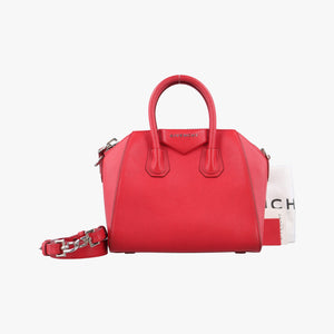 Pre-owned Givenchy Antigonamini Red leather  shoulderbag | stylenewstar