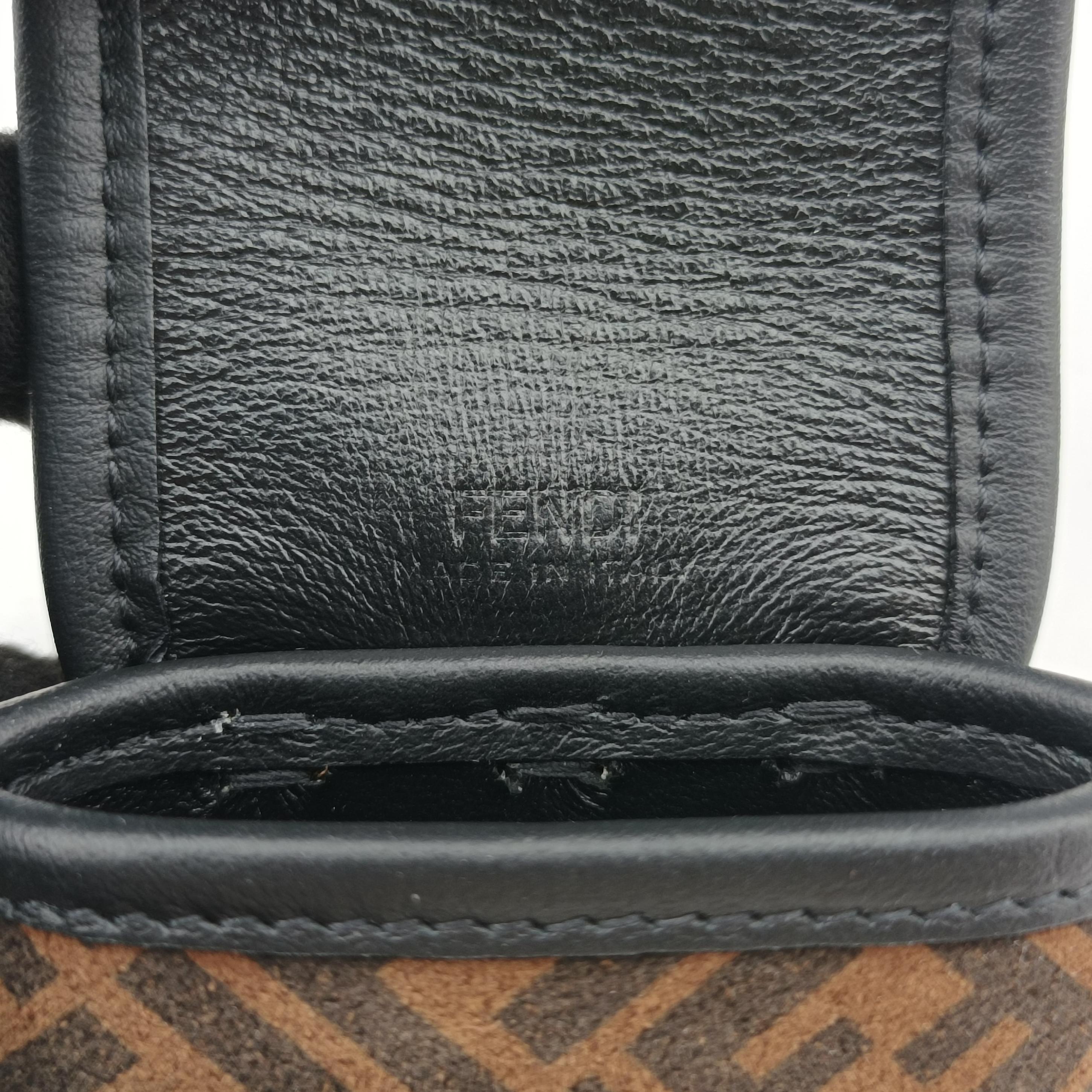 Pre-owned Fendi Zucca FF Airpods Pro Brown Suede  shoulderbag | stylenewstar