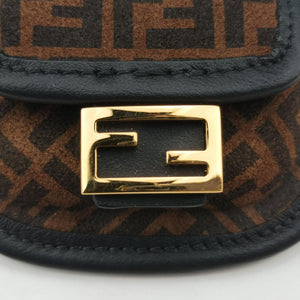 Pre-owned Fendi Zucca FF Airpods Pro Brown Suede  shoulderbag | stylenewstar