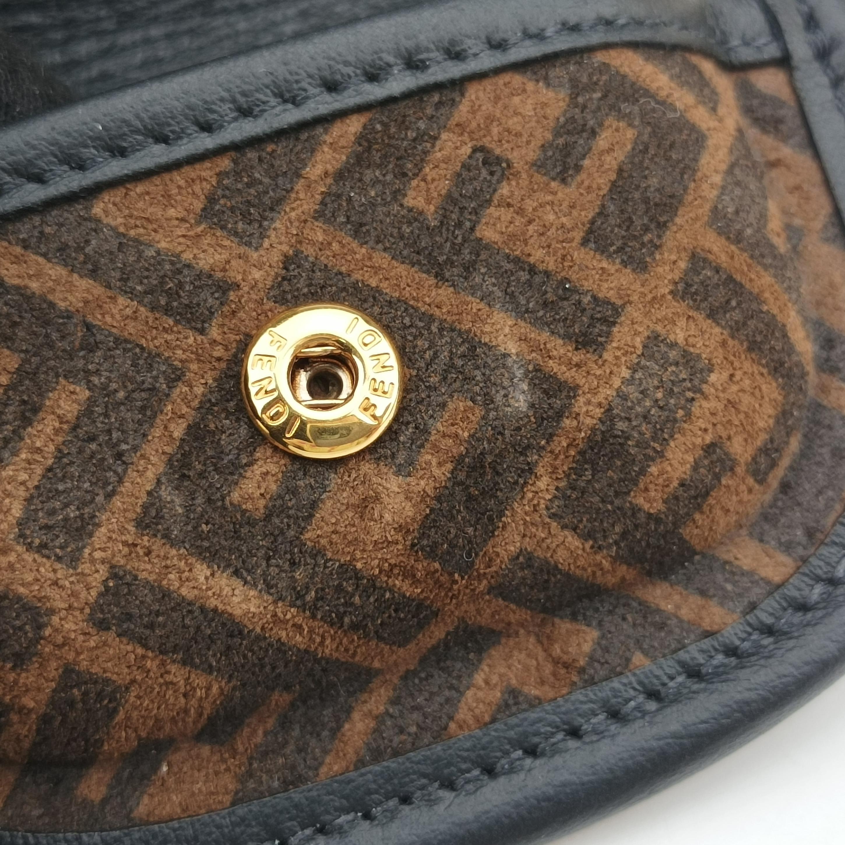 Pre-owned Fendi Zucca FF Airpods Pro Brown Suede  shoulderbag | stylenewstar