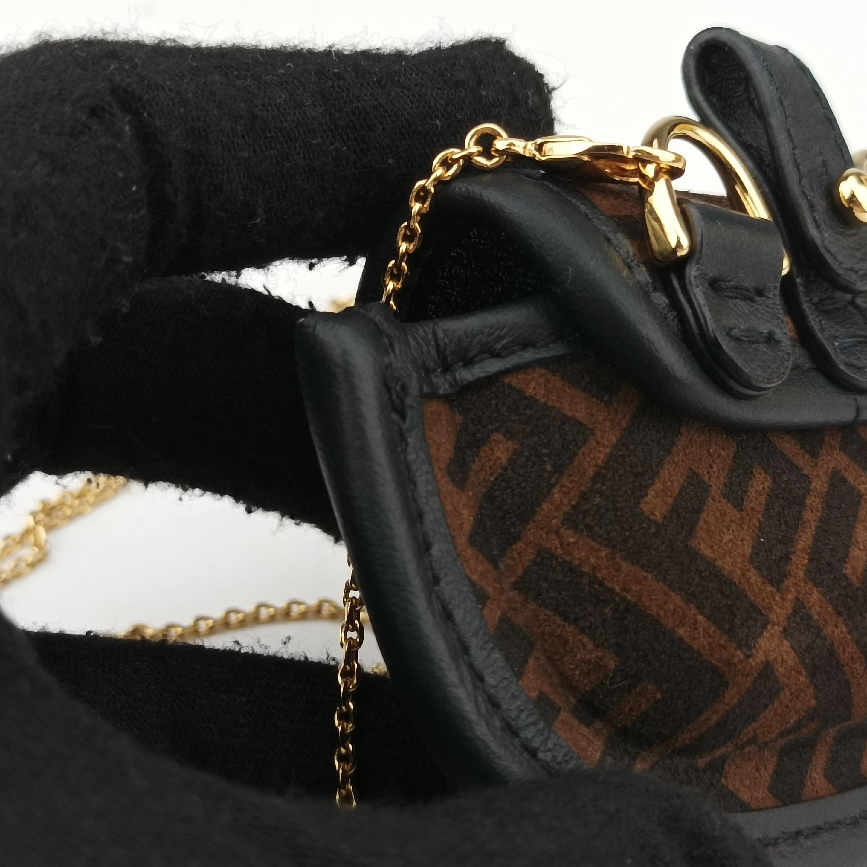 Pre-owned Fendi Zucca FF Airpods Pro Brown Suede  shoulderbag | stylenewstar