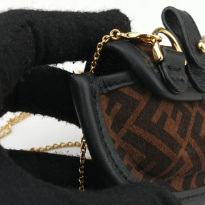 Pre-owned Fendi Zucca FF Airpods Pro Brown Suede  shoulderbag | stylenewstar