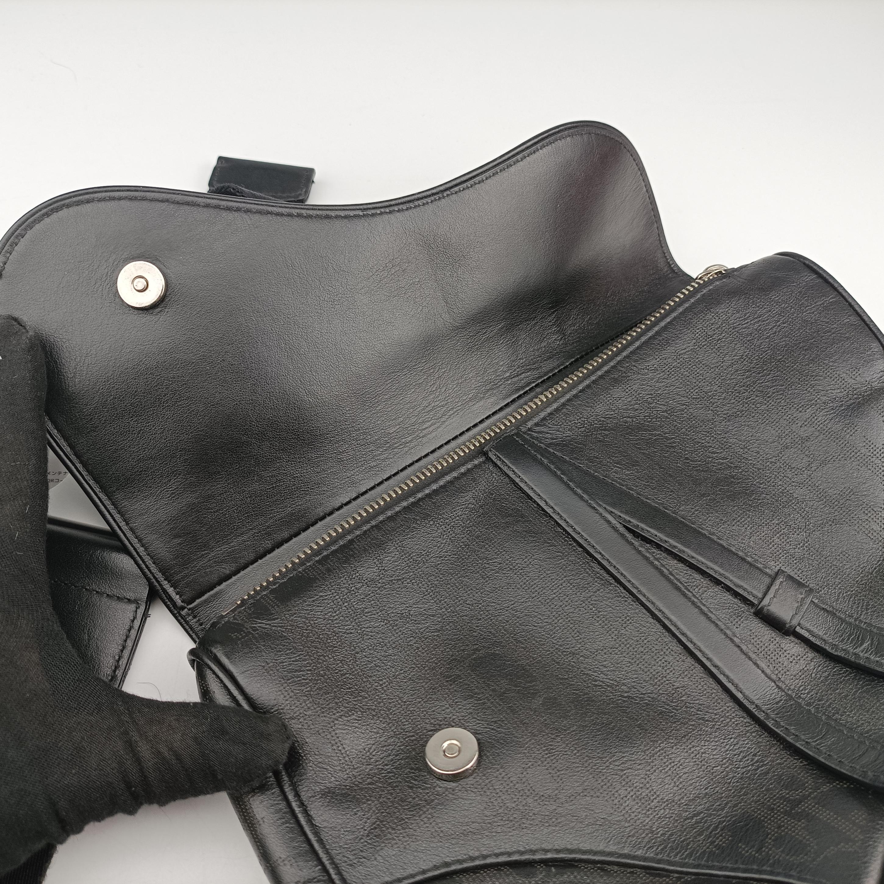 Vintage Christian Dior saddle Black leather  crossbodybag | stylenewstar