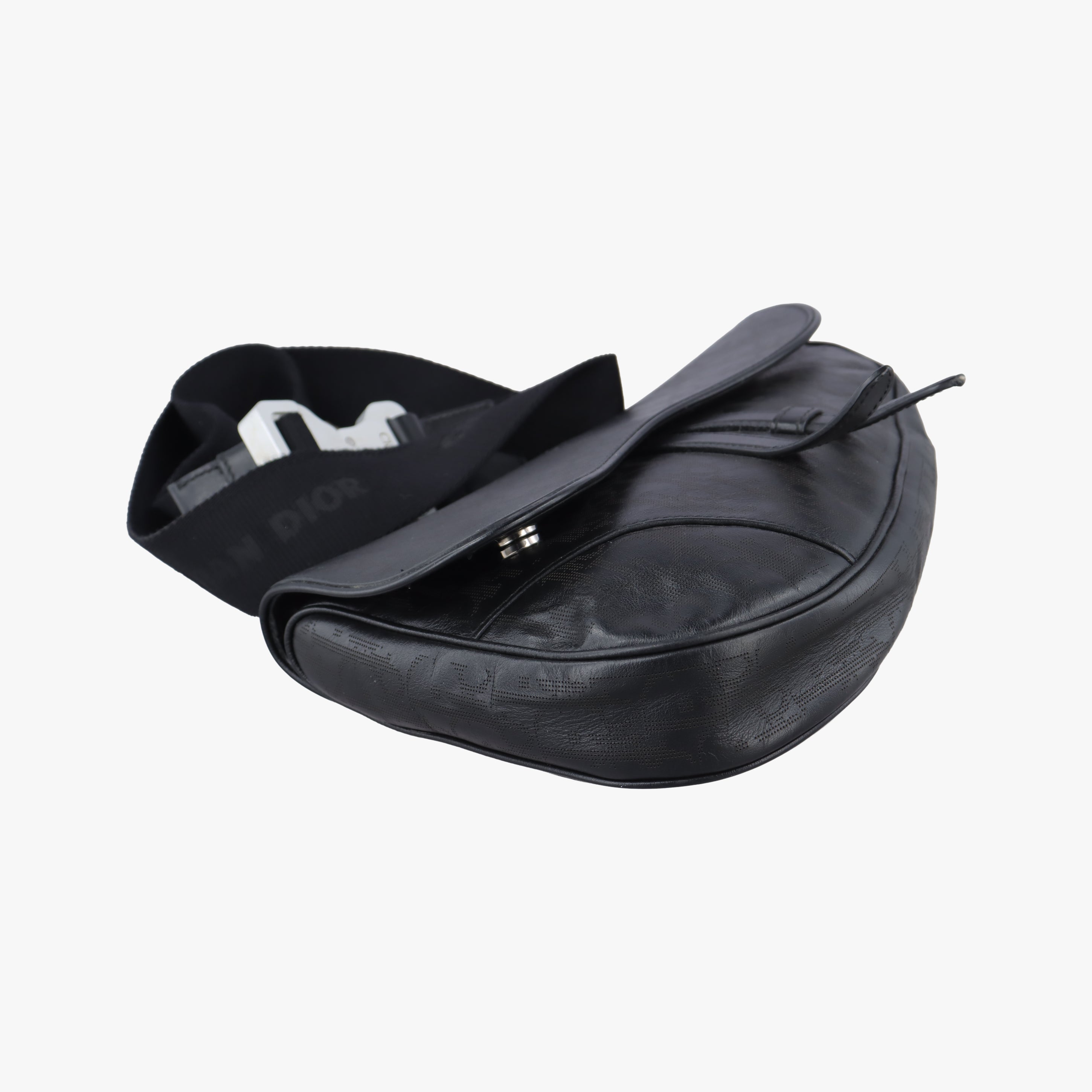 Vintage Christian Dior saddle Black leather  crossbodybag | stylenewstar