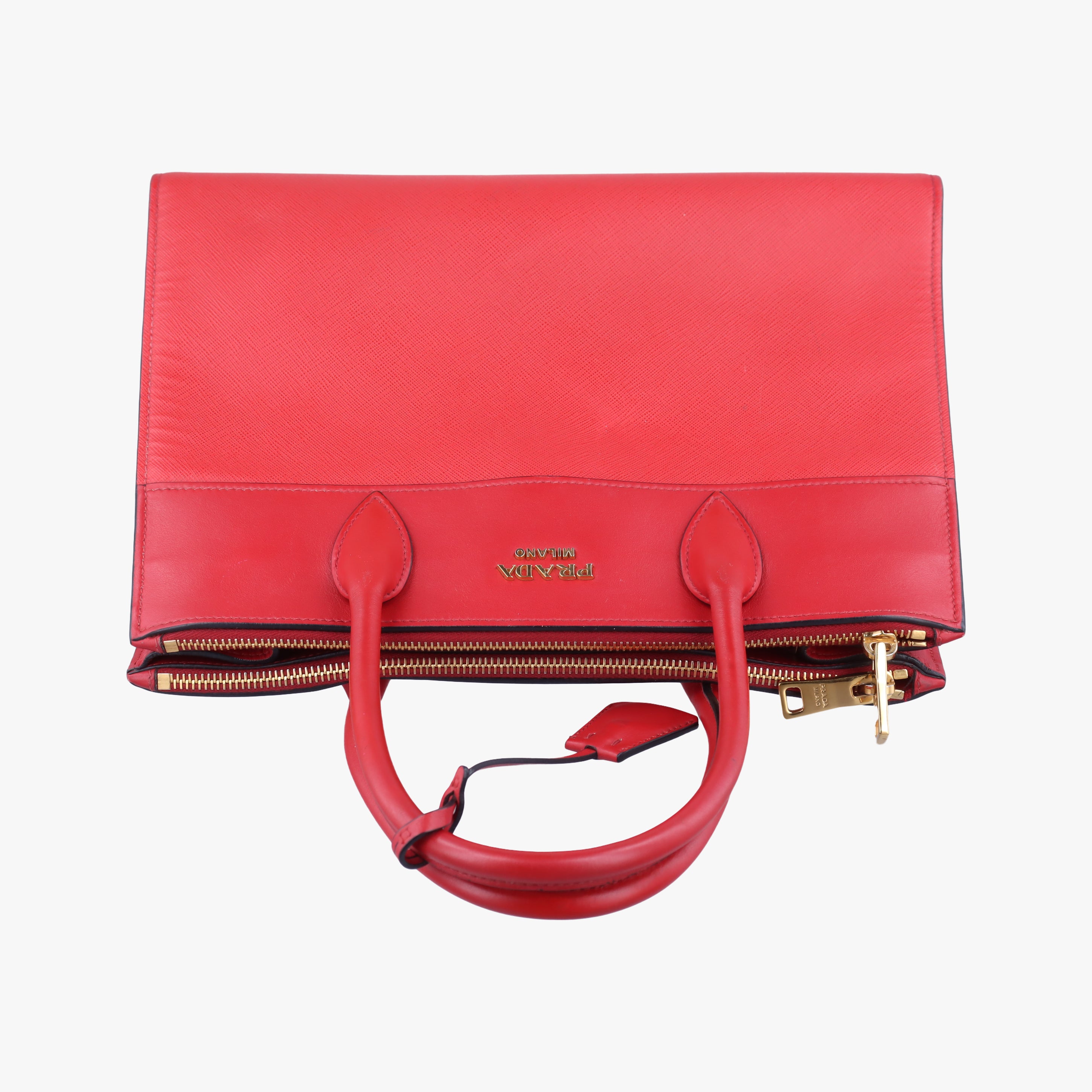 Pre-owned Prada Paradigm Red SAFFIANO Leather 1BA130 shoulderbag | stylenewstar