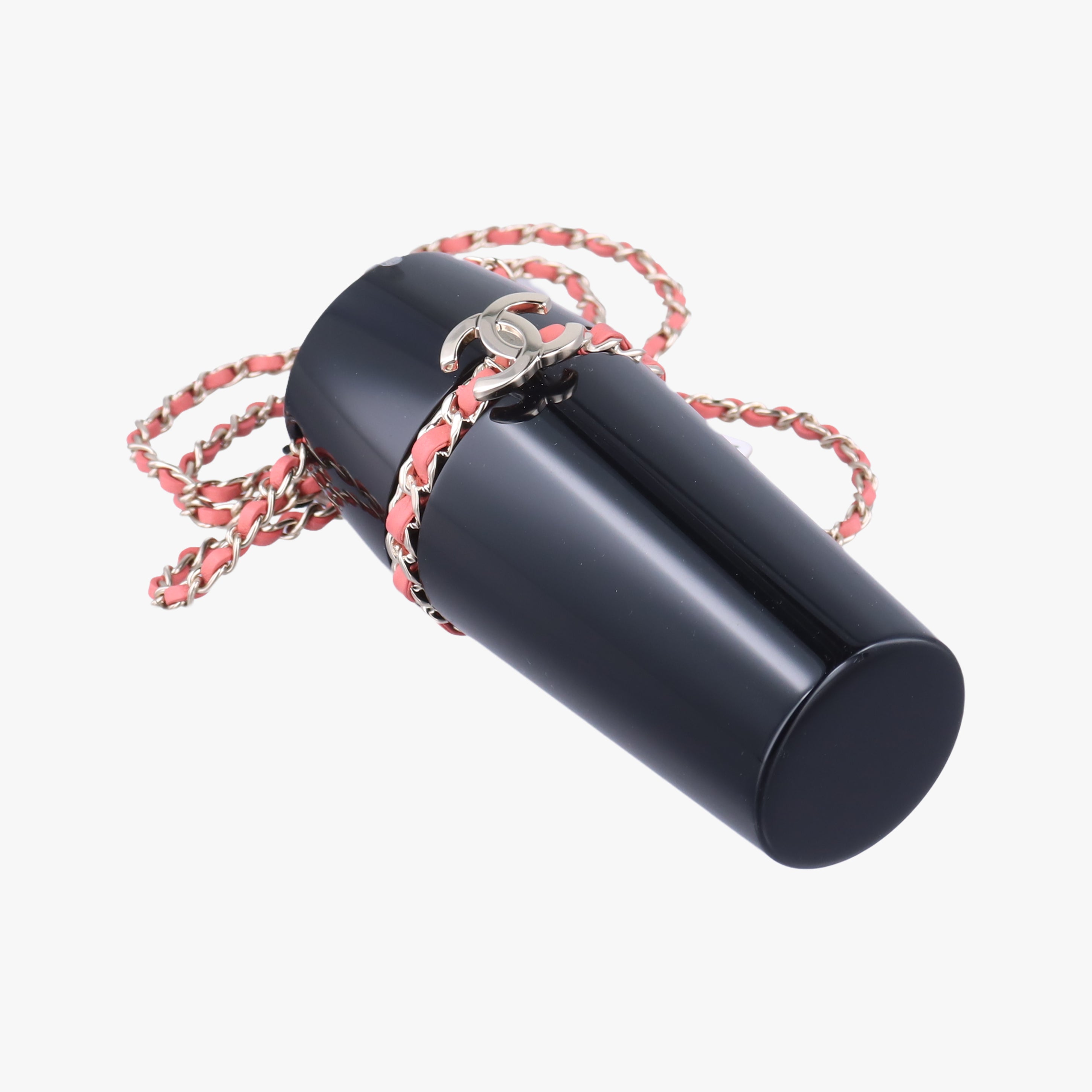 Pre-owned Chanel Coco Mark Lucite Lipstick Case On Chain Black plastic  shoulderbag | stylenewstar