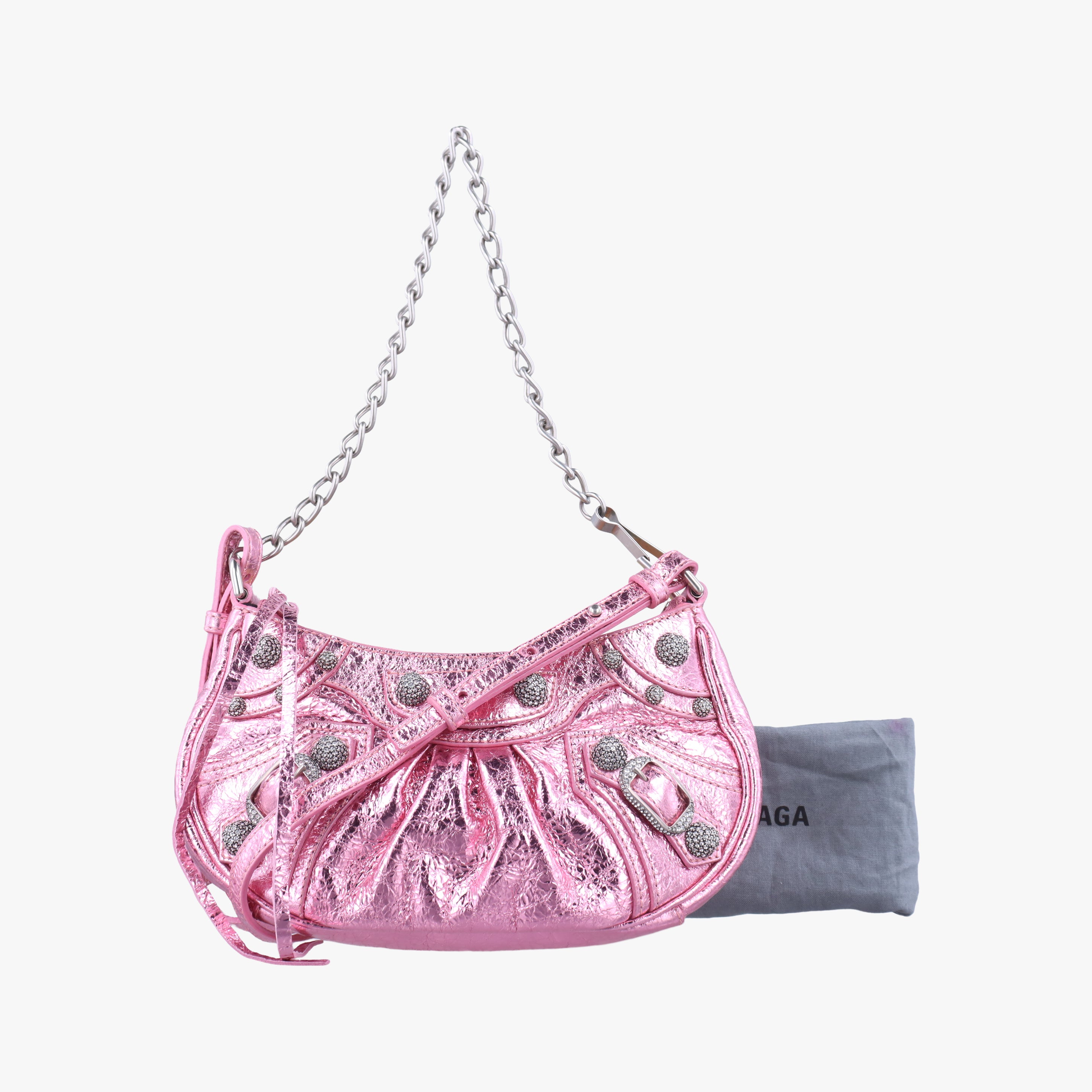 Pre-owned Balenciaga Le Cagole mini Rose lambskin  shoulderbag | stylenewstar