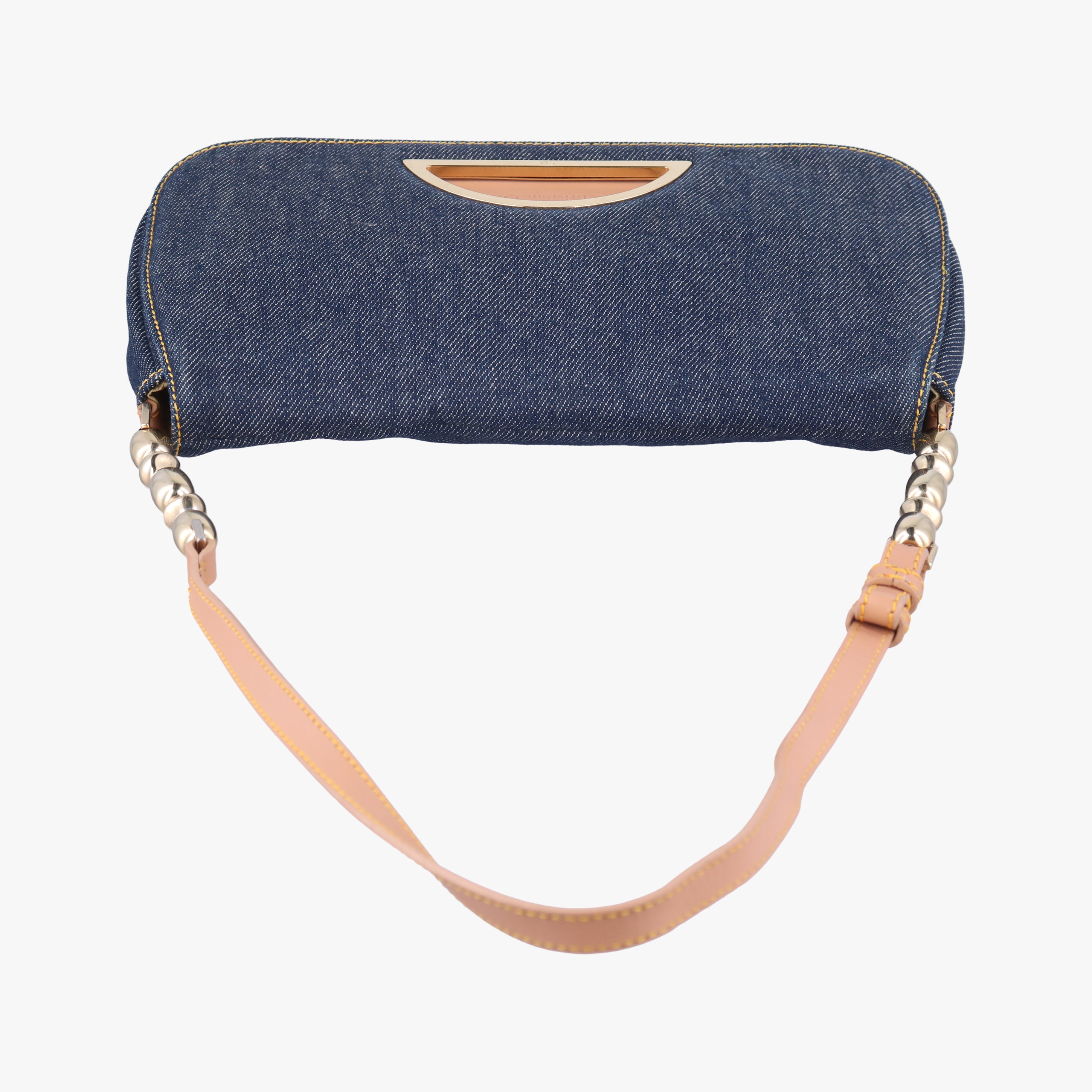 Pre-owned Christian Dior Marispearl Navy denim  shoulderbag | stylenewstar