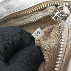 Pre-owned Prada Tessuto Beige×White nylon×leather  shoulderbag | stylenewstar