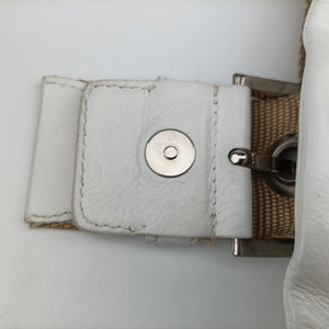 Pre-owned Prada Tessuto Beige×White nylon×leather  shoulderbag | stylenewstar