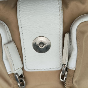 Pre-owned Prada Tessuto Beige×White nylon×leather  shoulderbag | stylenewstar