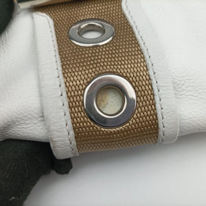 Pre-owned Prada Tessuto Beige×White nylon×leather  shoulderbag | stylenewstar