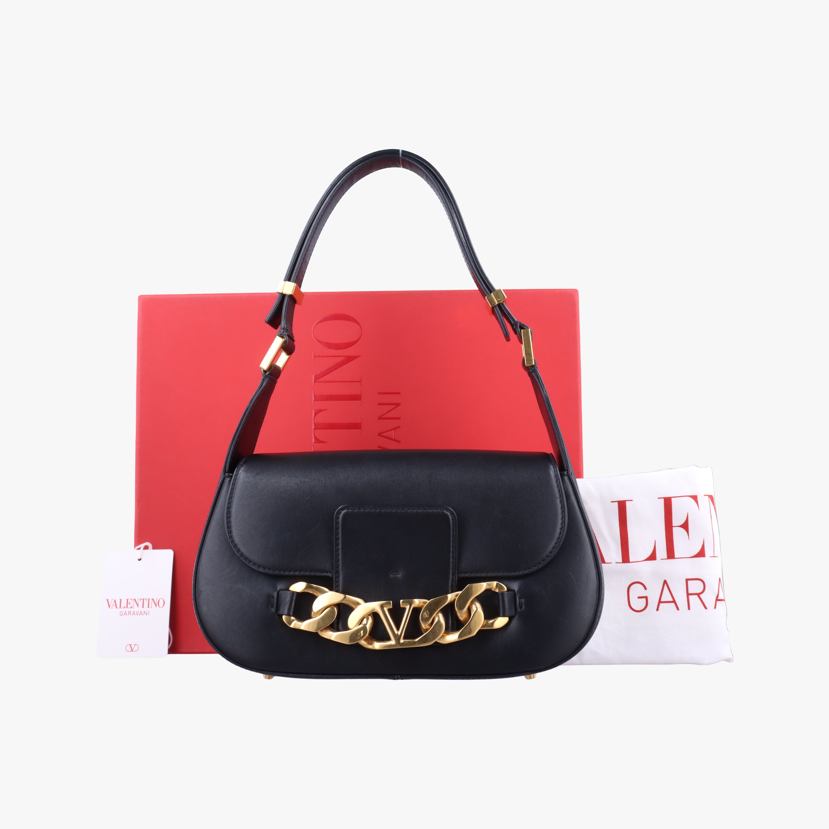 Secondhand Valentino VLogo Black Leather  shoulderbag | stylenewstar