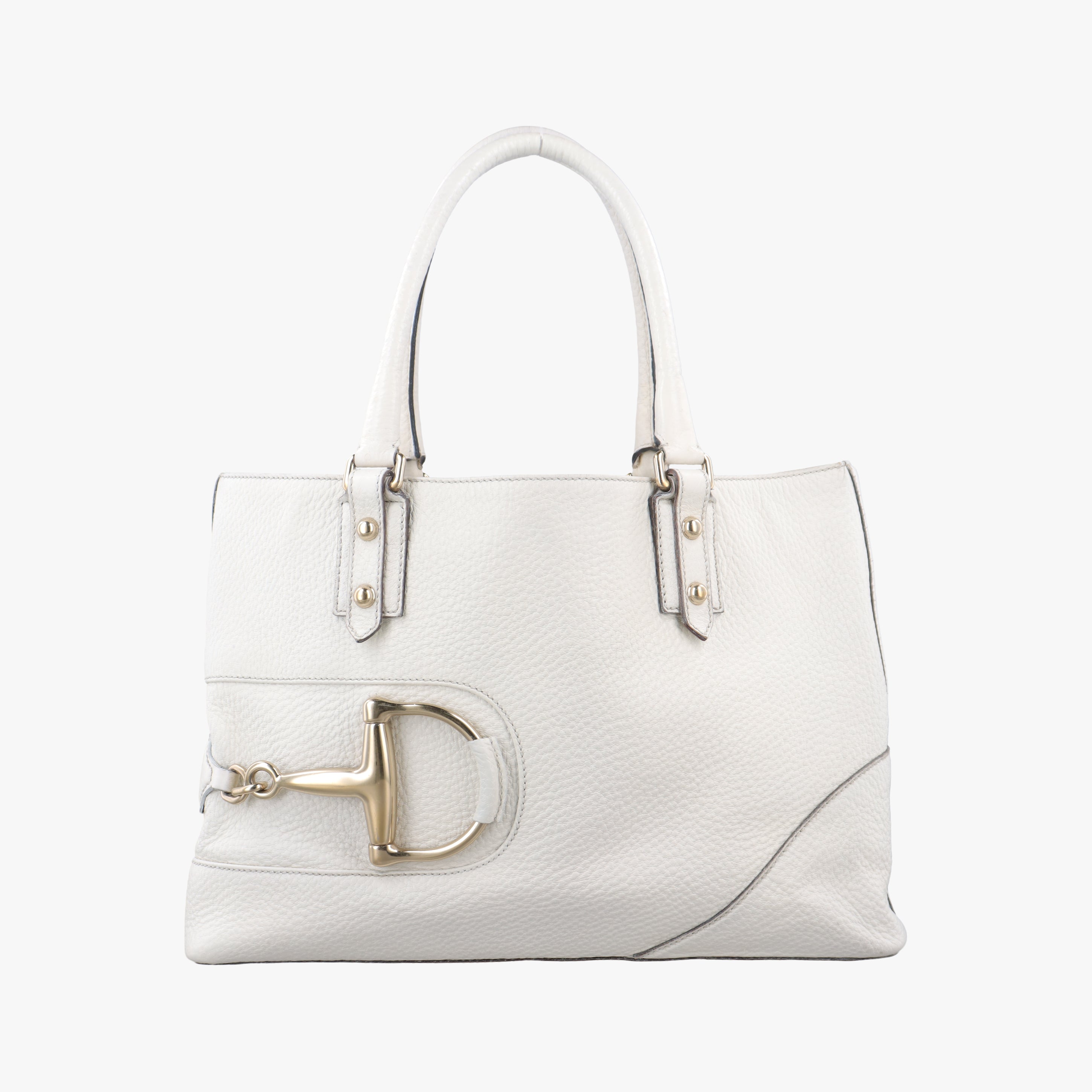 Pre-owned Gucci Horsebit Medium Hasler White Leather 137385 handbag | stylenewstar