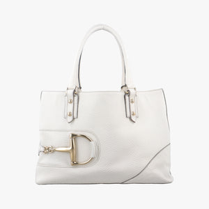 Pre-owned Gucci Horsebit Medium Hasler White Leather 137385 handbag | stylenewstar