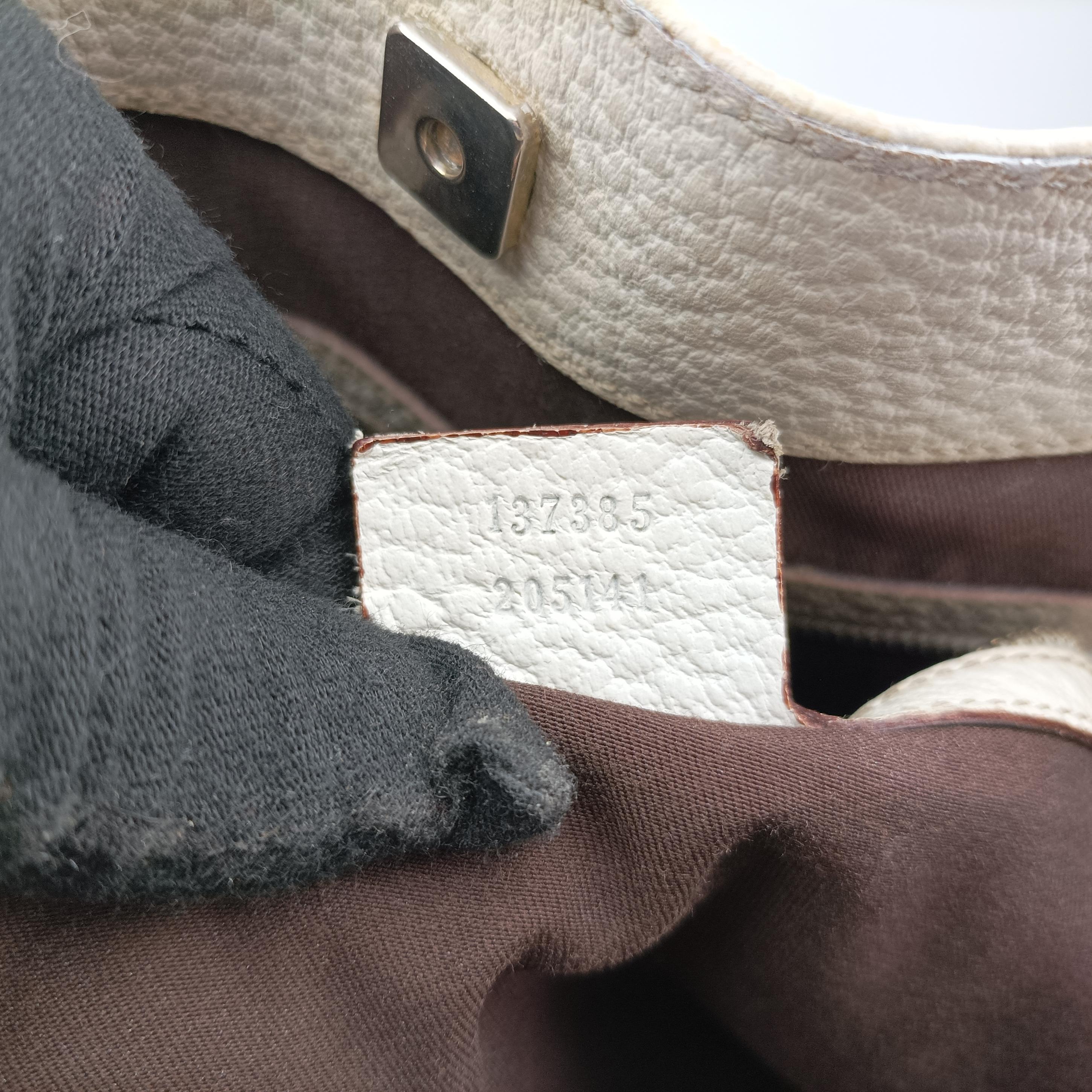 Pre-owned Gucci Horsebit Medium Hasler White Leather 137385 handbag | stylenewstar