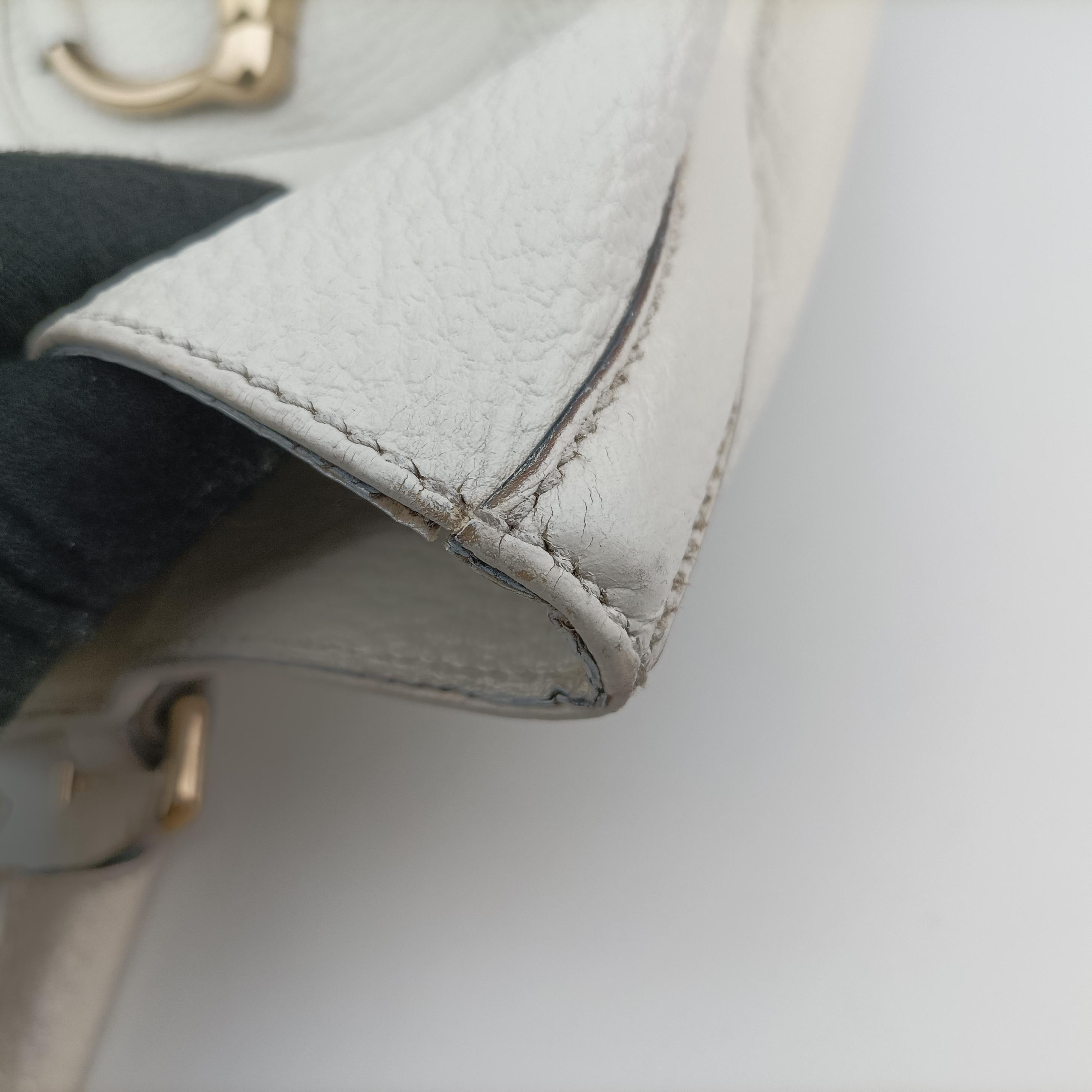 Pre-owned Gucci Horsebit Medium Hasler White Leather 137385 handbag | stylenewstar