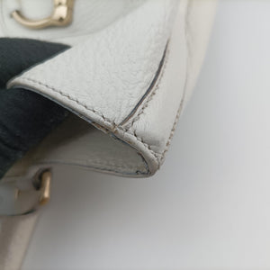 Pre-owned Gucci Horsebit Medium Hasler White Leather 137385 handbag | stylenewstar