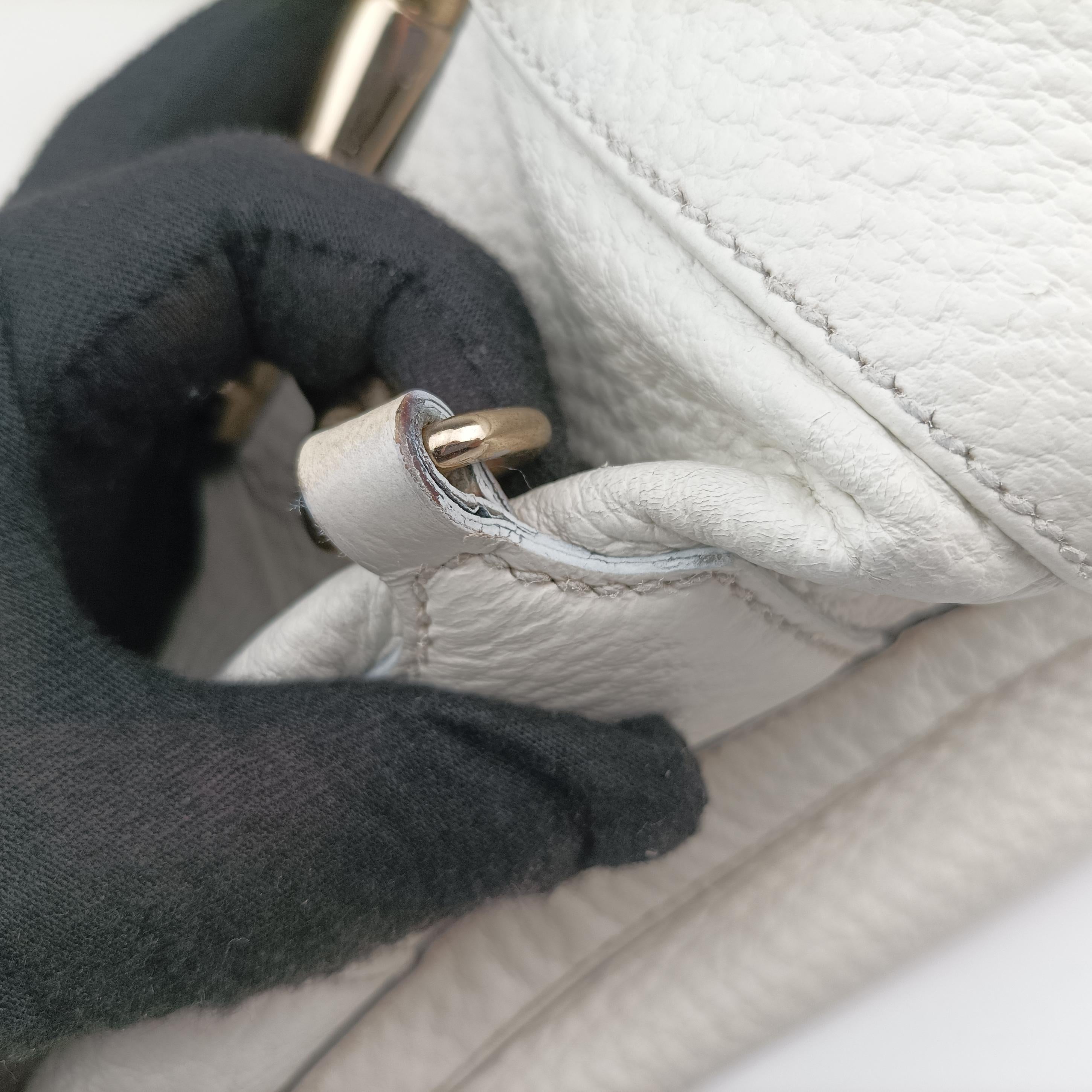 Pre-owned Gucci Horsebit Medium Hasler White Leather 137385 handbag | stylenewstar