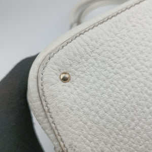 Pre-owned Gucci Horsebit Medium Hasler White Leather 137385 handbag | stylenewstar