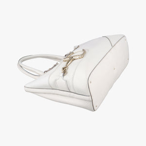 Pre-owned Gucci Horsebit Medium Hasler White Leather 137385 handbag | stylenewstar
