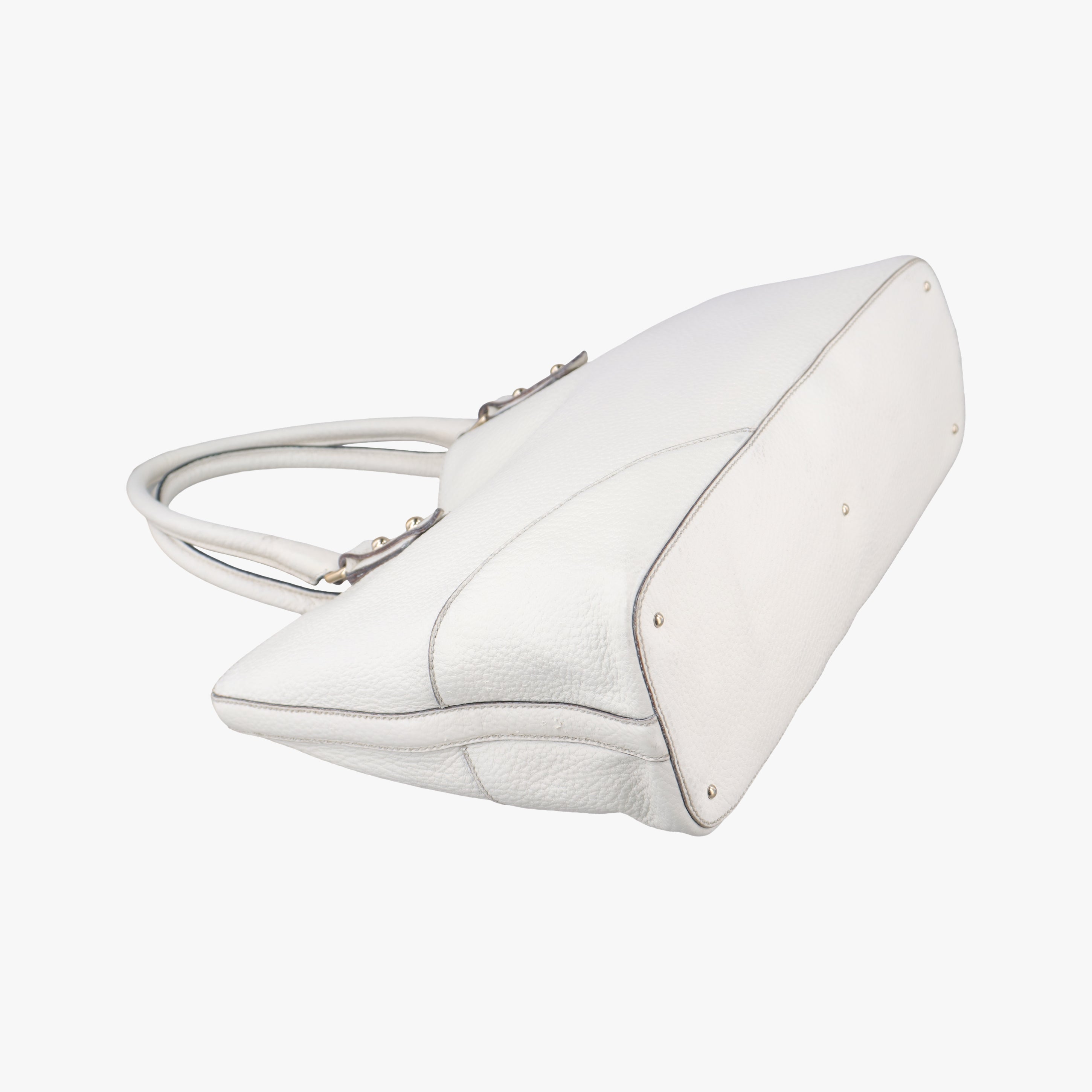 Pre-owned Gucci Horsebit Medium Hasler White Leather 137385 handbag | stylenewstar