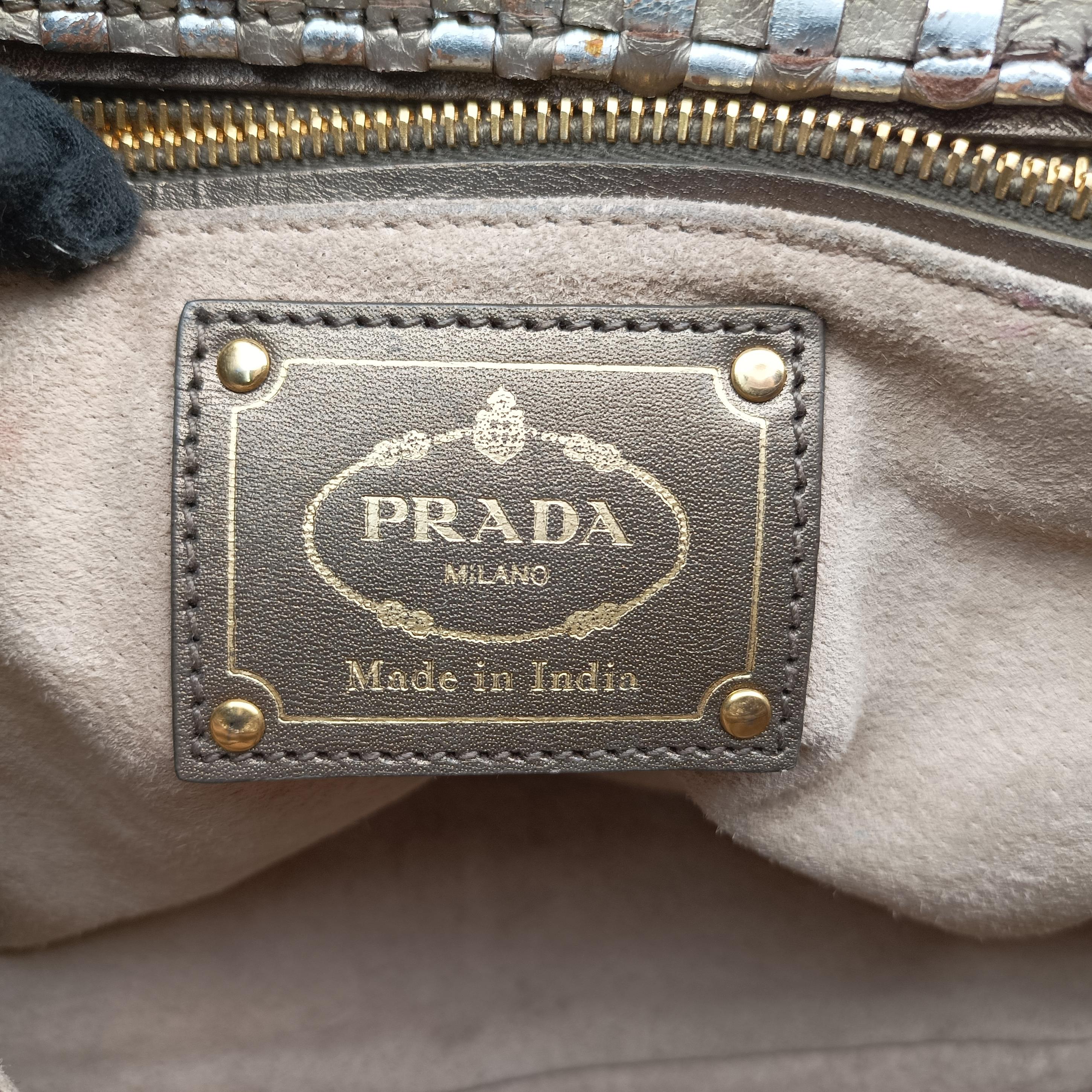 Secondhand Prada Madras Golden leather  shoulderbag | stylenewstar