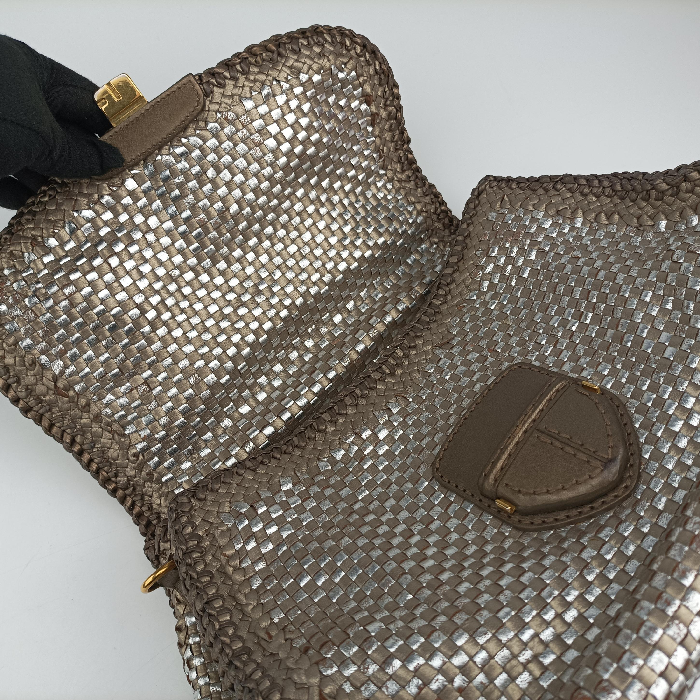 Secondhand Prada Madras Golden leather  shoulderbag | stylenewstar