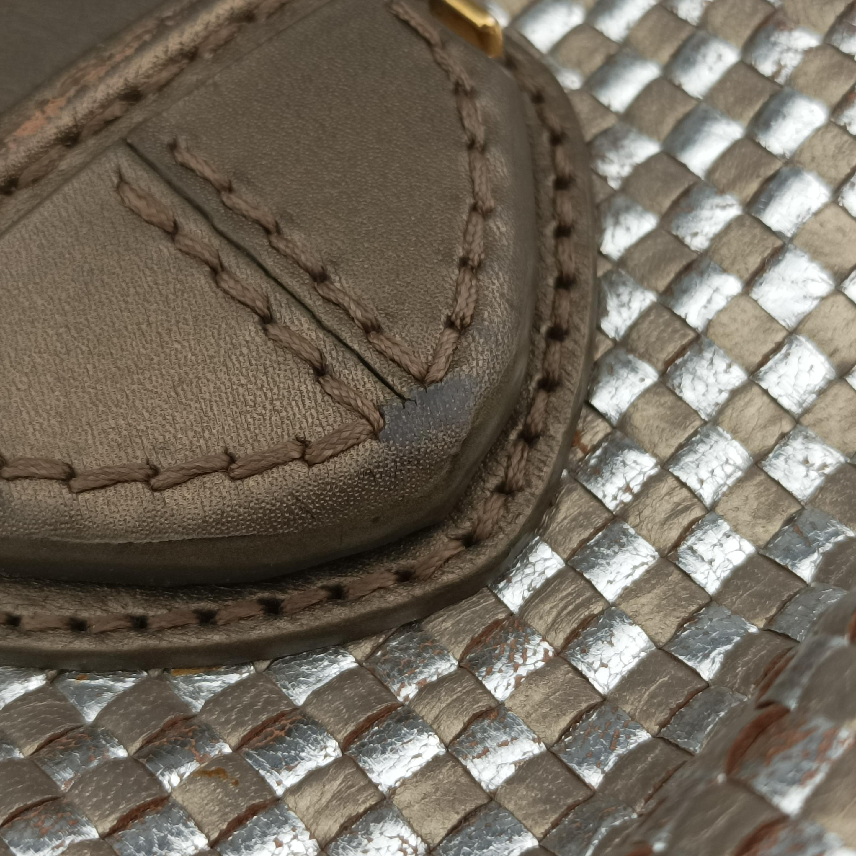 Secondhand Prada Madras Golden leather  shoulderbag | stylenewstar