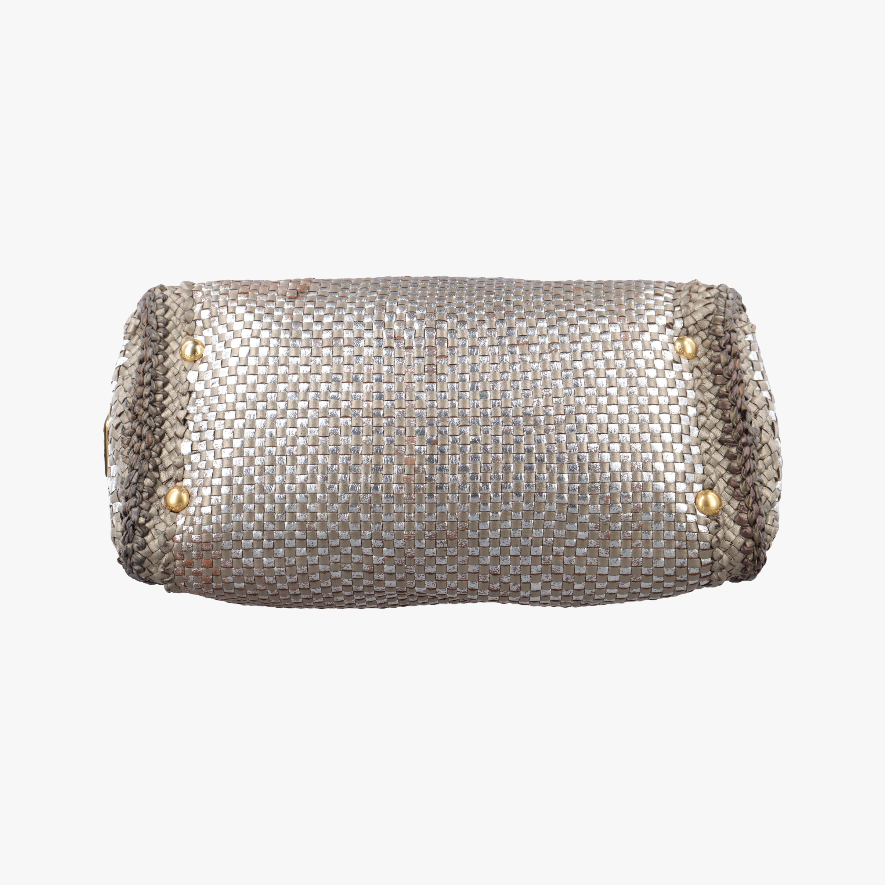 Secondhand Prada Madras Golden leather  shoulderbag | stylenewstar