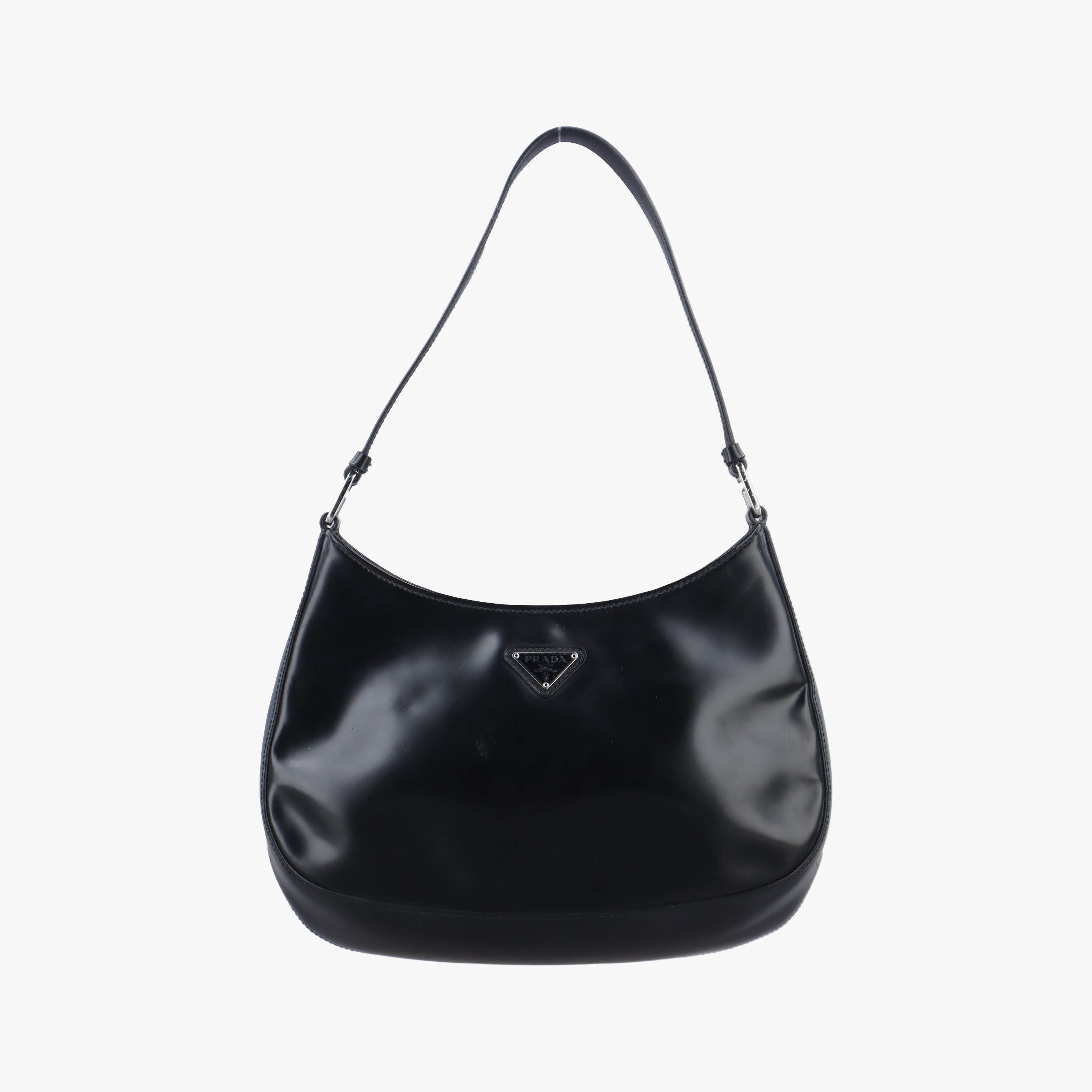 Pre-owned Prada Cleo Black brushed leather 1BC499 shoulderbag | stylenewstar