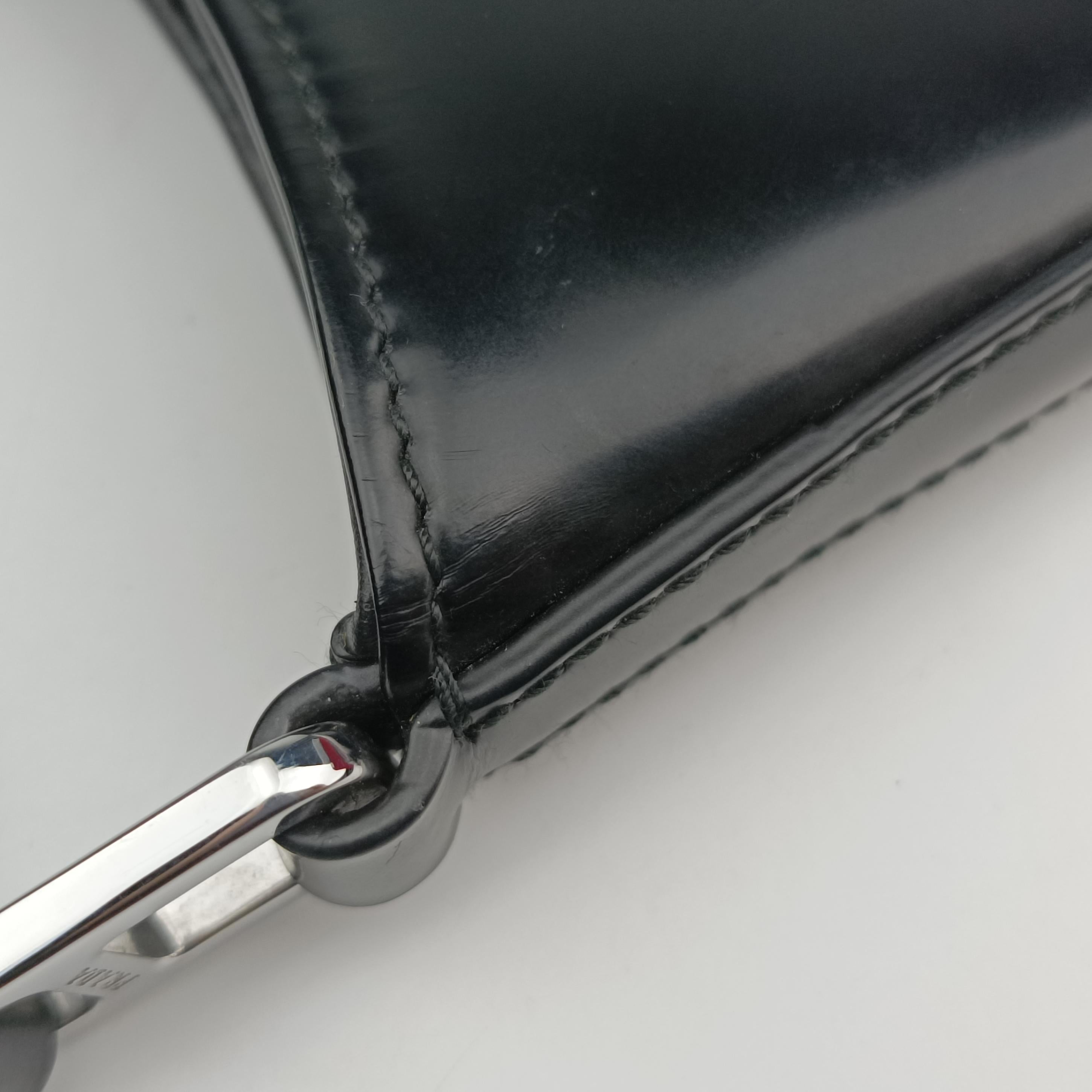 Pre-owned Prada Cleo Black brushed leather 1BC499 shoulderbag | stylenewstar