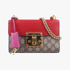 Pre-owned Gucci Padlock beige×red×pink PVC coated canvas 409487 shoulderbag | stylenewstar