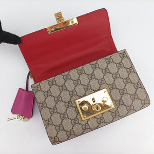 Pre-owned Gucci Padlock beige×red×pink PVC coated canvas 409487 shoulderbag | stylenewstar
