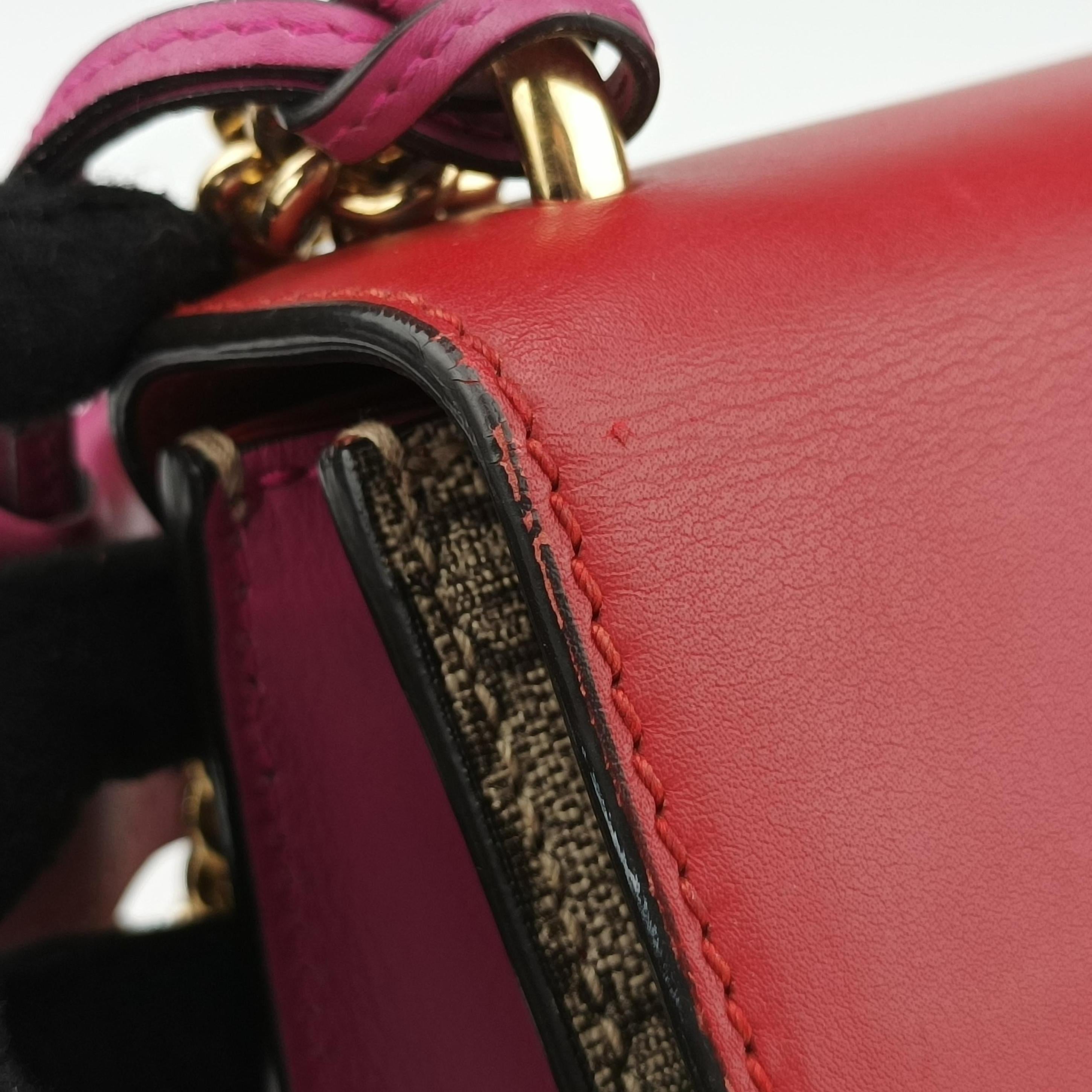 Pre-owned Gucci Padlock beige×red×pink PVC coated canvas 409487 shoulderbag | stylenewstar